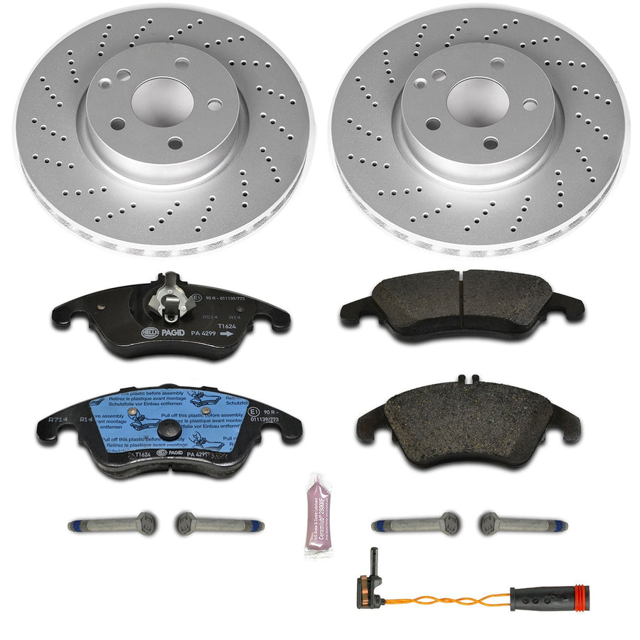 Euro-Stop Power Stop ESK5792 Brake Kit and 1 Front Sensor Wire For C300, C350, E250, E350, E400, SLC300, SL [Model Specific]