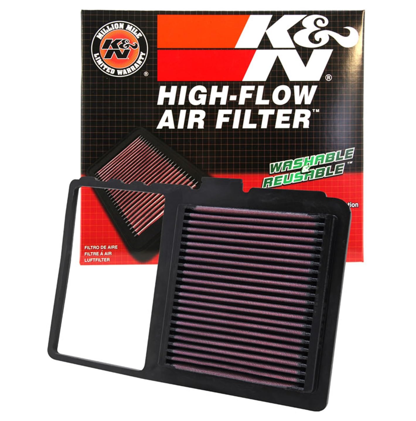 K&N Air Filter Engine: Reusable, Clean Every 75,000 Miles, Washable, Premium, Replacement Car Filter: Compatible with 2004-2011 Toyota Prius, 33-2329