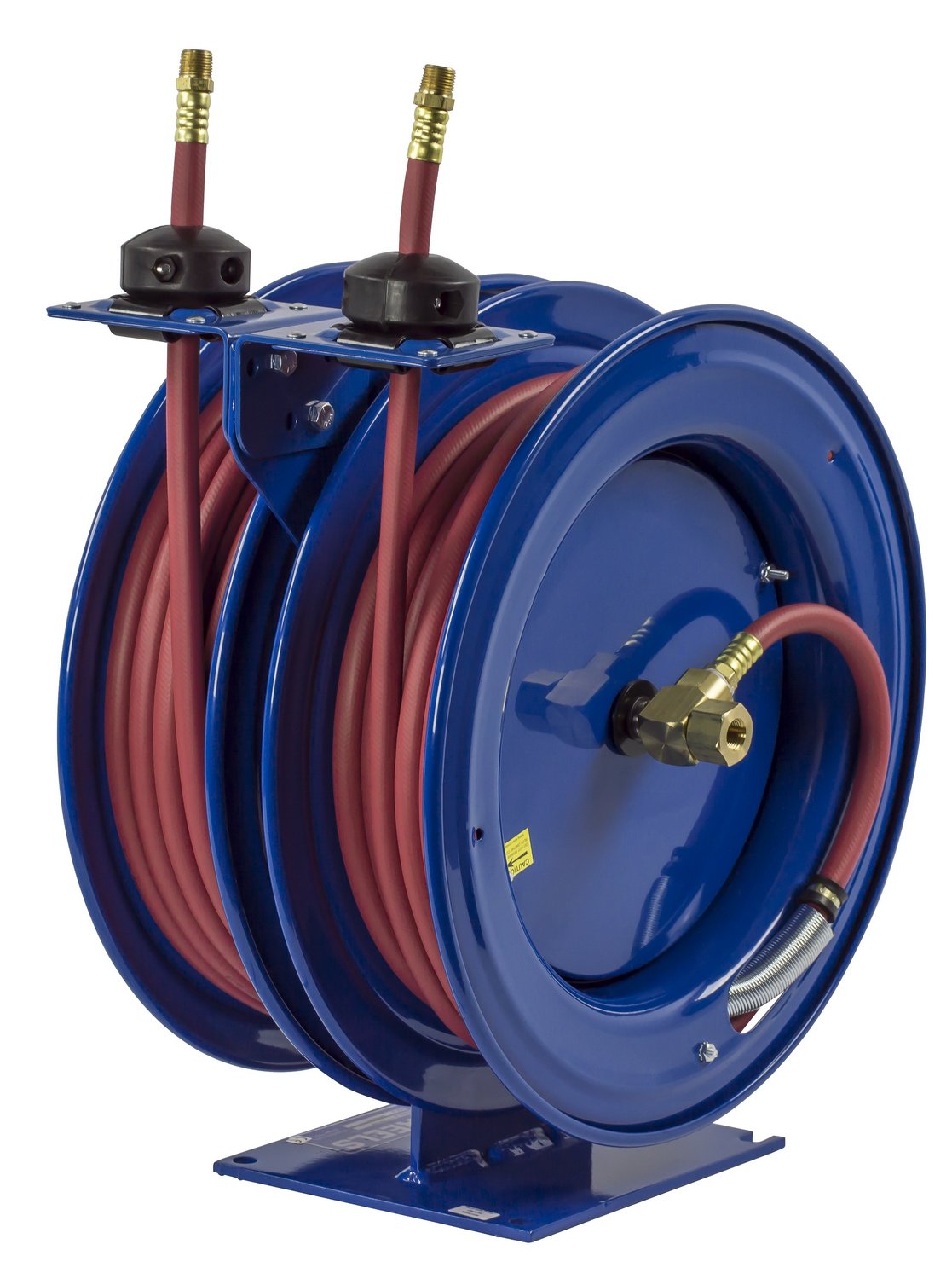Coxreels Dual Purpose C-LP-350-350 Two Hose/Cord Reel - ⅜” Hose ID - 50' Length PVC Hose and 50' SJO Cord Included - Compact For Air Compressor, Garden and Pressure Washer Hoses Made in USA
