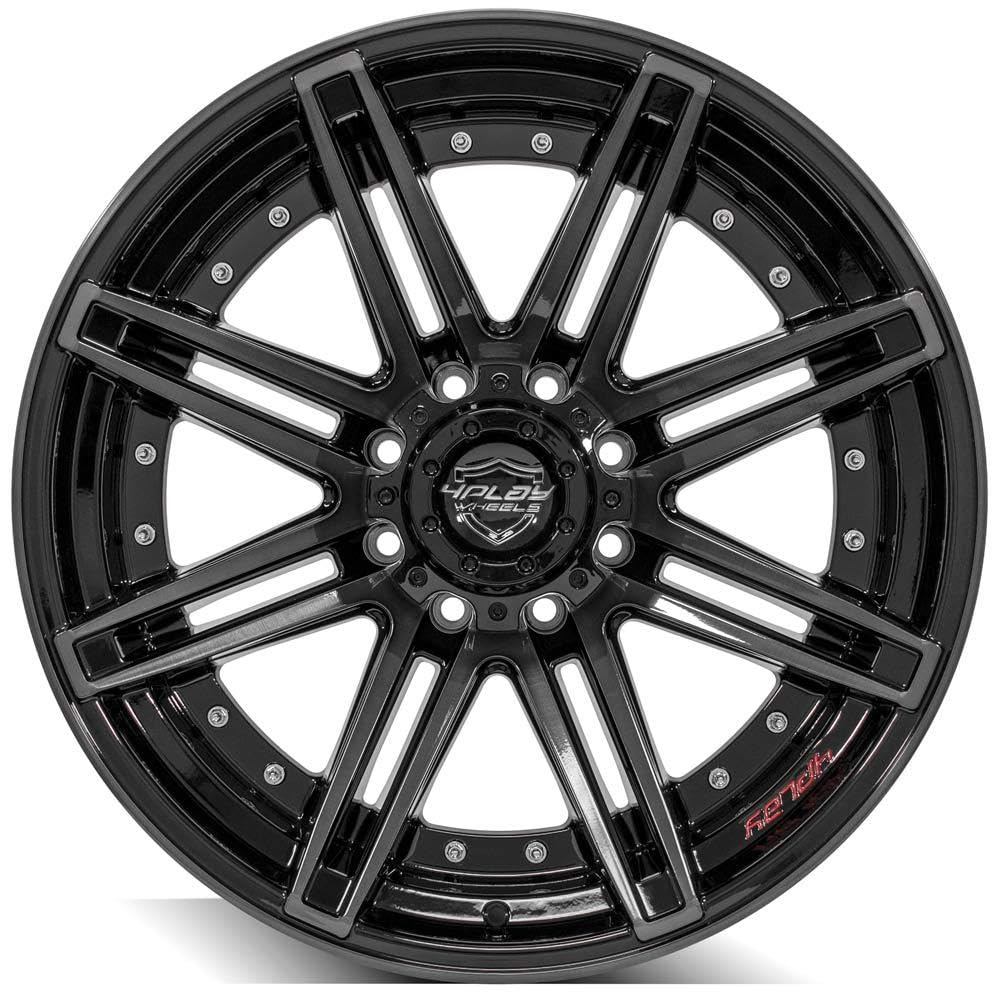 4PLAY 22x10 Wheel for Chevy-GMC 4P08 Brushed Black Rim 4P08-22100-8180-24BBT