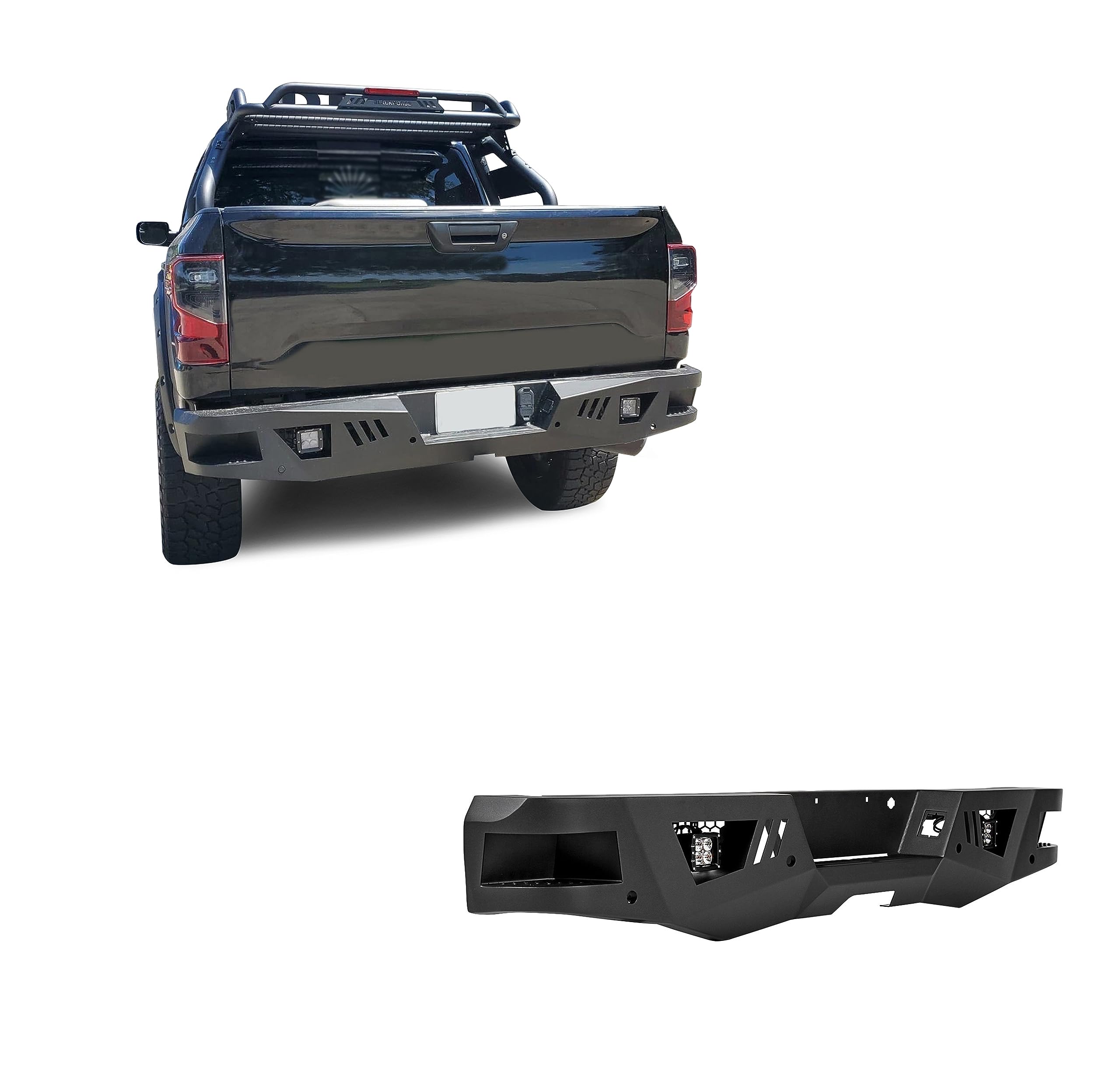 Heavy Duty Black Horse Armour Rear Bumper Includes 1 Set of 4in Cube Lights Matte Black Compatible with 2016-2024 Nissan Titan XD-ARB-NITI-KIT