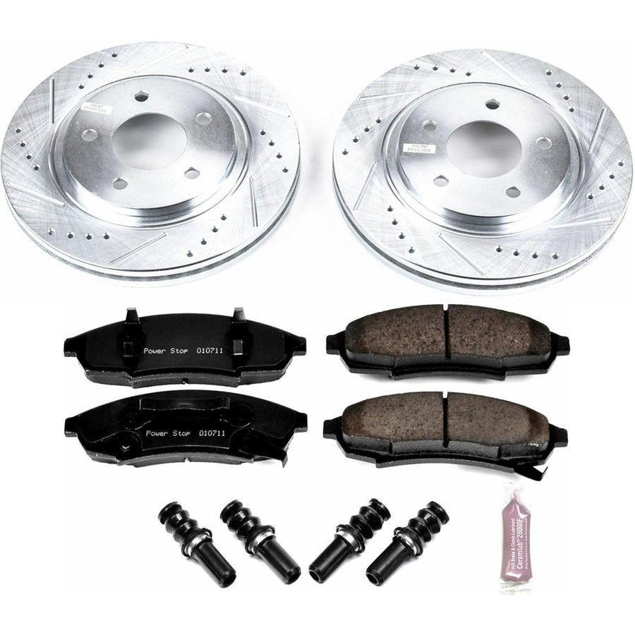 Power Stop K3018 Z23 Carbon Fiber Brake Pads with Drilled & Slotted Brake Rotors Kit For Regal, Lumina, Monte Carlo, Olds Cutlass Supreme, Pontiac Grand Prix [Model Specific]