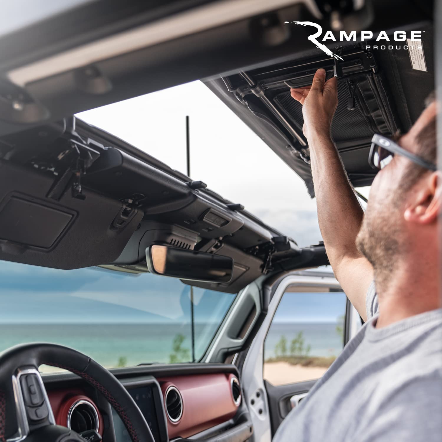 TrailView Fastback Soft Top RAMPAGE PRODUCTS for Jeep Wrangler JL | Black Diamond, Vinyl | 139435 | Fits 2018-2025 Jeep Wrangler JLU Rubicon/Sahara/Sport S/Sport 4-Door