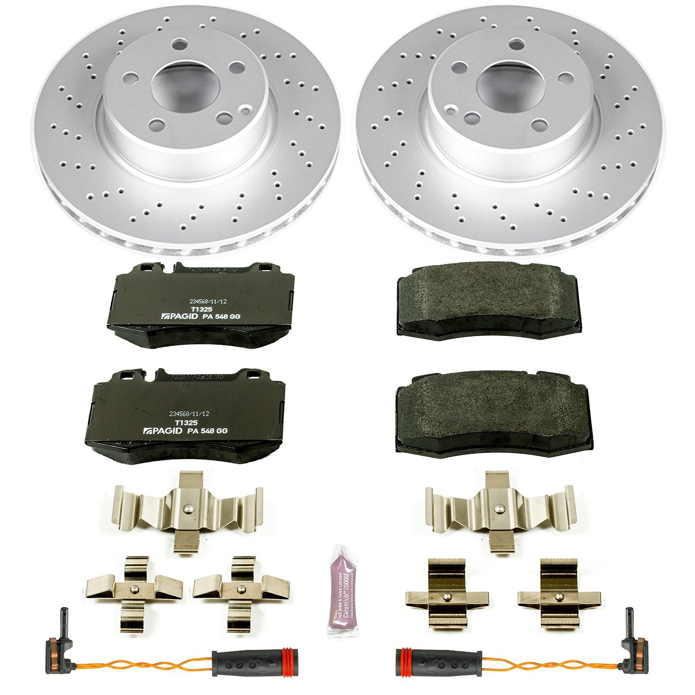 Power Stop ESK2932 Euro-Stop Front Brake Kit and 2 Front Sensor Wires For Mercedes-Benz CL500, Mercedes-Benz S, Mercedes-Benz S430, Mercedes-Benz S500 [Model Specific]