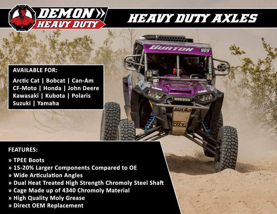 Demon Powersports Heavy Duty Front Left/Right Axle for (2016) Honda Pioneer 1000, Dual Heat Treated High Strength, Gives Wider Angles & In Molybdenum Grease Precision OEM: OE# 44250-HL4-AK1