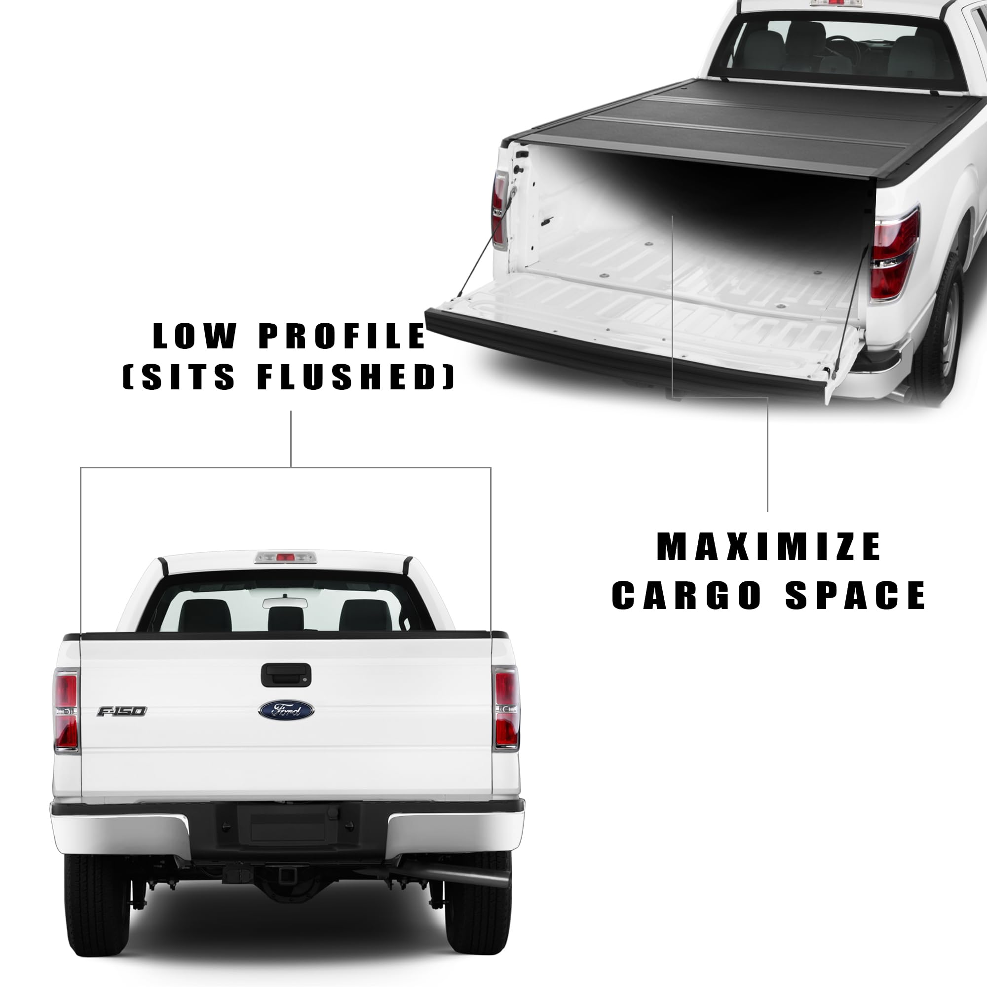 Low Profile Armordillo Hard Tri-Fold for 2004-2014 Ford F150 F-150 Bed Tonneau Cover 6.5 ft Bed (78") / 2006-2008 Lincoln Mark LT Bed Tonneau Cover 6.5 ft Bed (78") | CoveRex TFX | 7162310