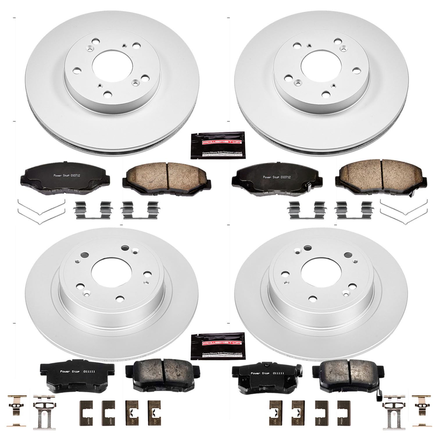 Power Stop CRK2745 Brake Rotor & Coated Ceramic Brake Pads- front & rear For Honda Accord 2005 [Model Specific]