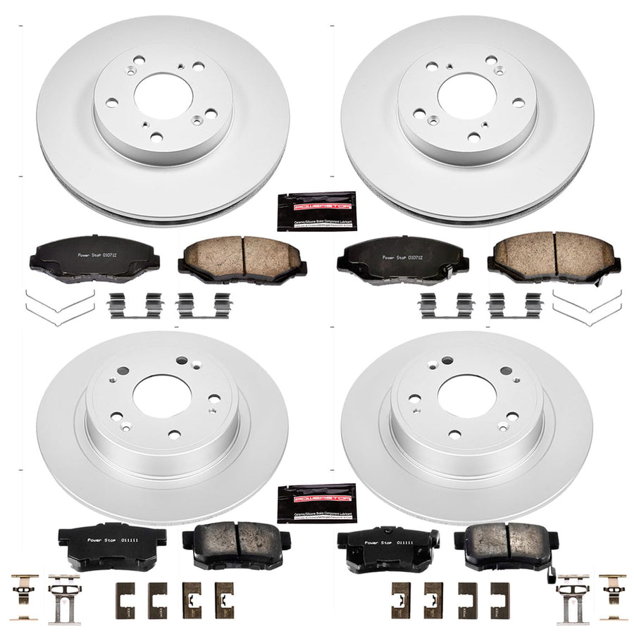 Power Stop CRK2745 Brake Rotor & Coated Ceramic Brake Pads- front & rear For Honda Accord 2005 [Model Specific]