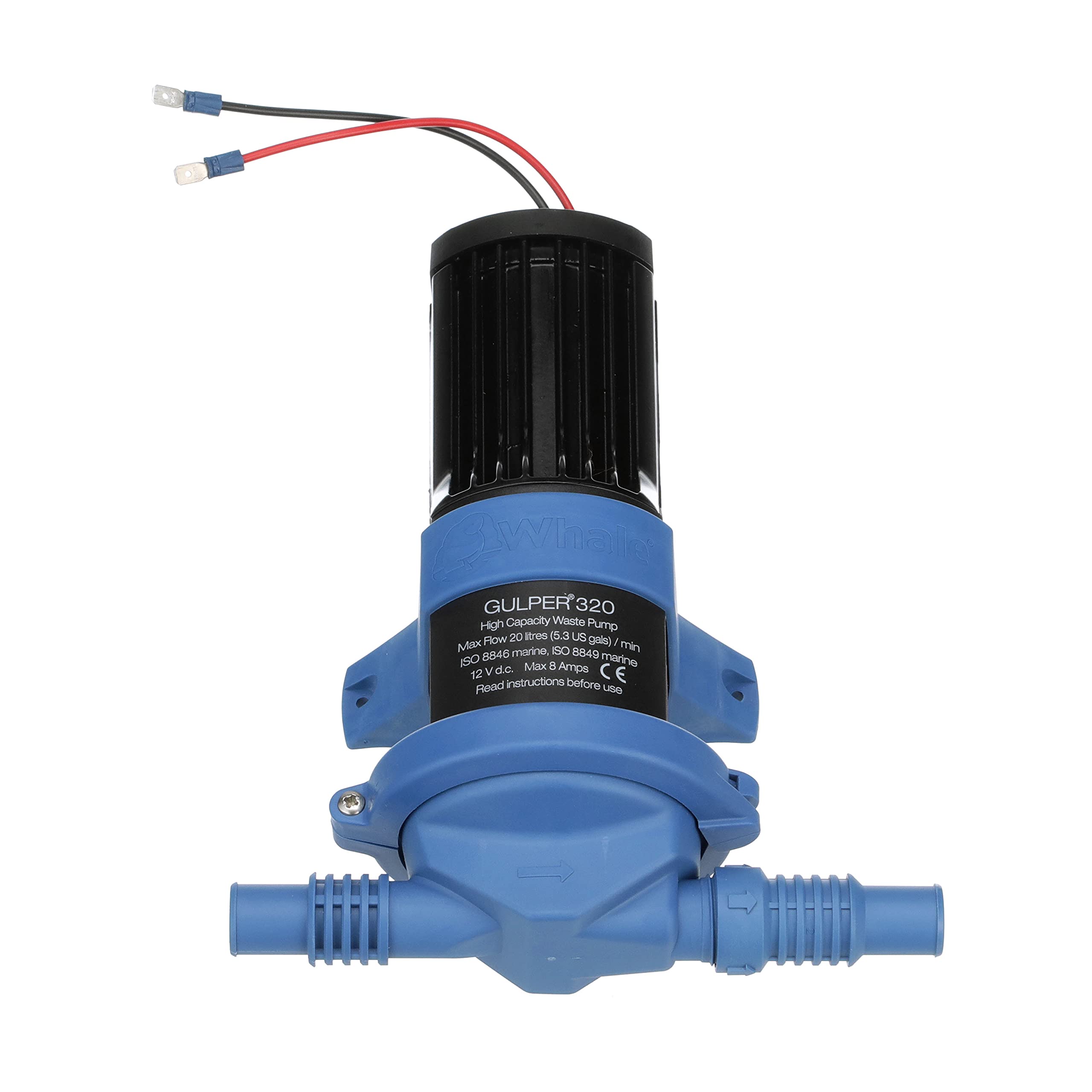 Whale Gulper 320 Pump, BP2052 Manages Gray Waste, 5.0 GPM Flow Rate, 12V DC, ¾ or 1 Inch Hose Connections, Blue, One Size