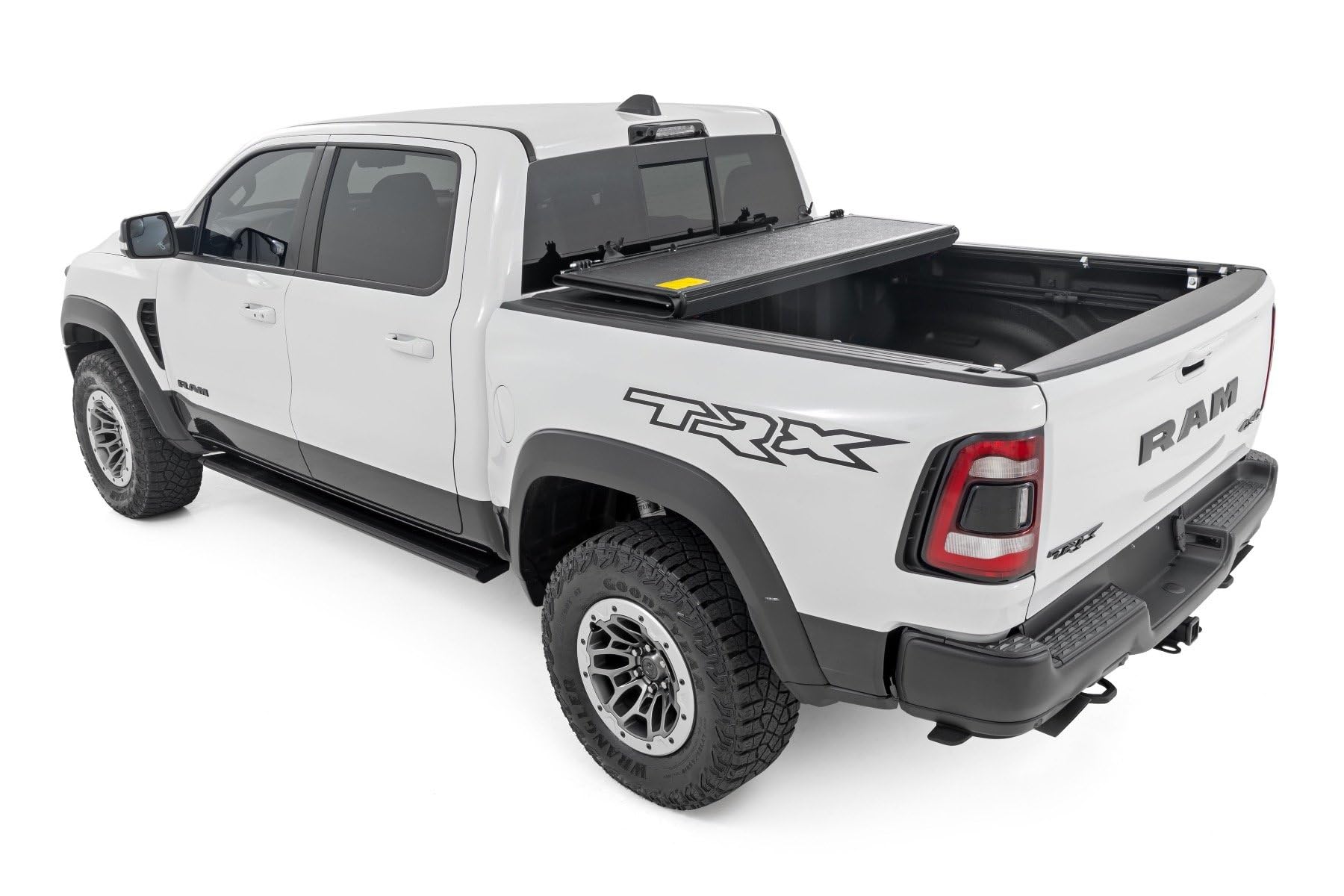 Hard Tri-Fold Rough Country Tonneau Cover for Ram 1500 (2019-2026) & 1500 TRX (2021-2024) - Low-Profile Aluminum Truck Bed Cover, Fits 5'7 Bed