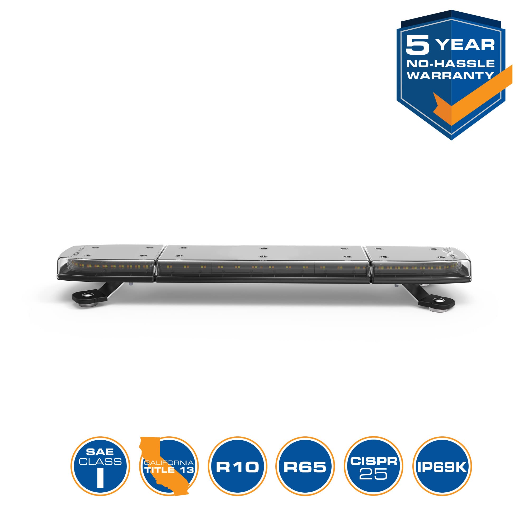ECCO 24 Inch LED Light Bar Single Row Flood Beam Amber Magnet Mount 79W Off Road Lights for Trucks Commercial Vehicles, 5 Year Warranty