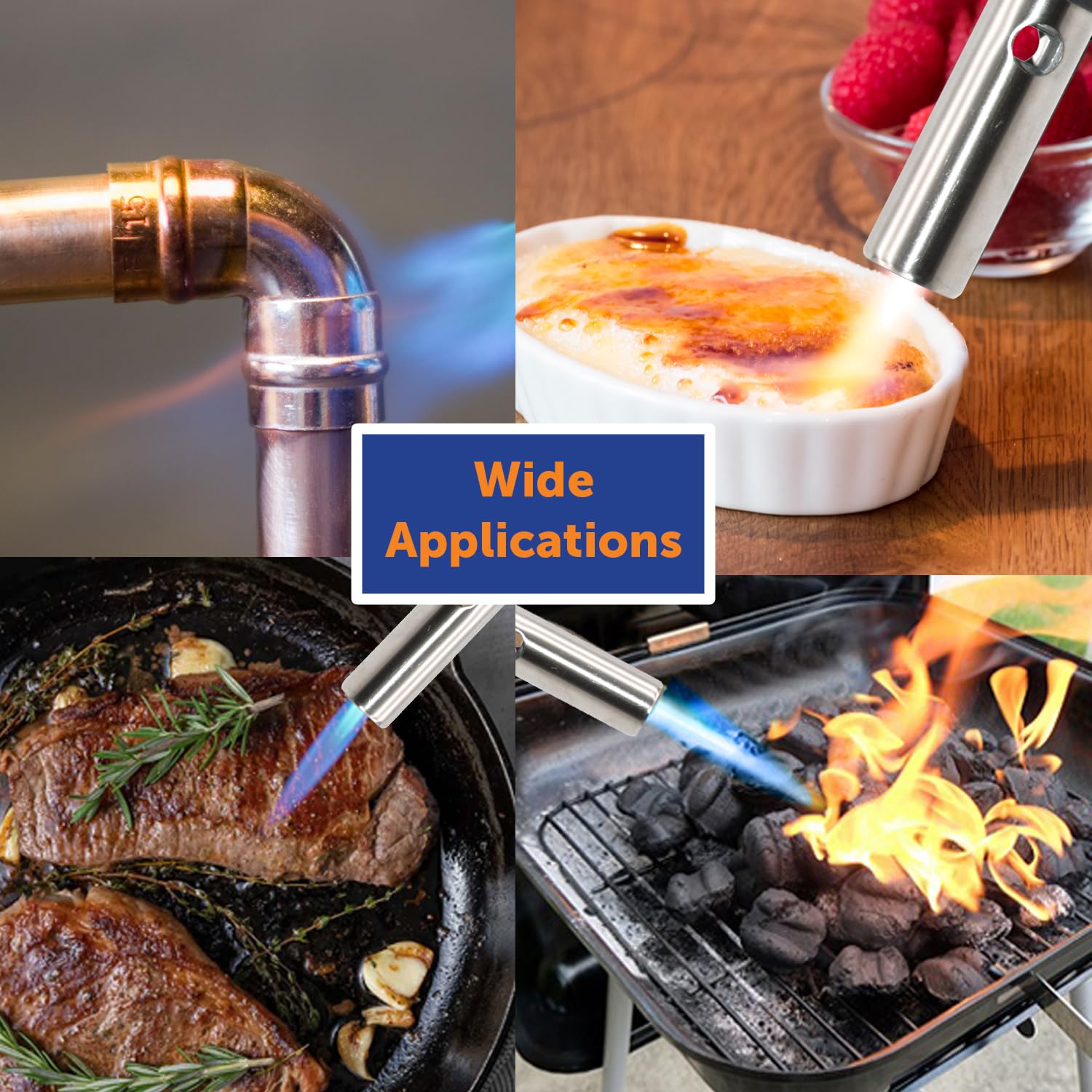 Flame King Mini Propane FK-PV777CGA Blow Torch Head 10,000 BTU for Kitchen, Soldering, Searing, Charcoal/Fire Pit Lighting