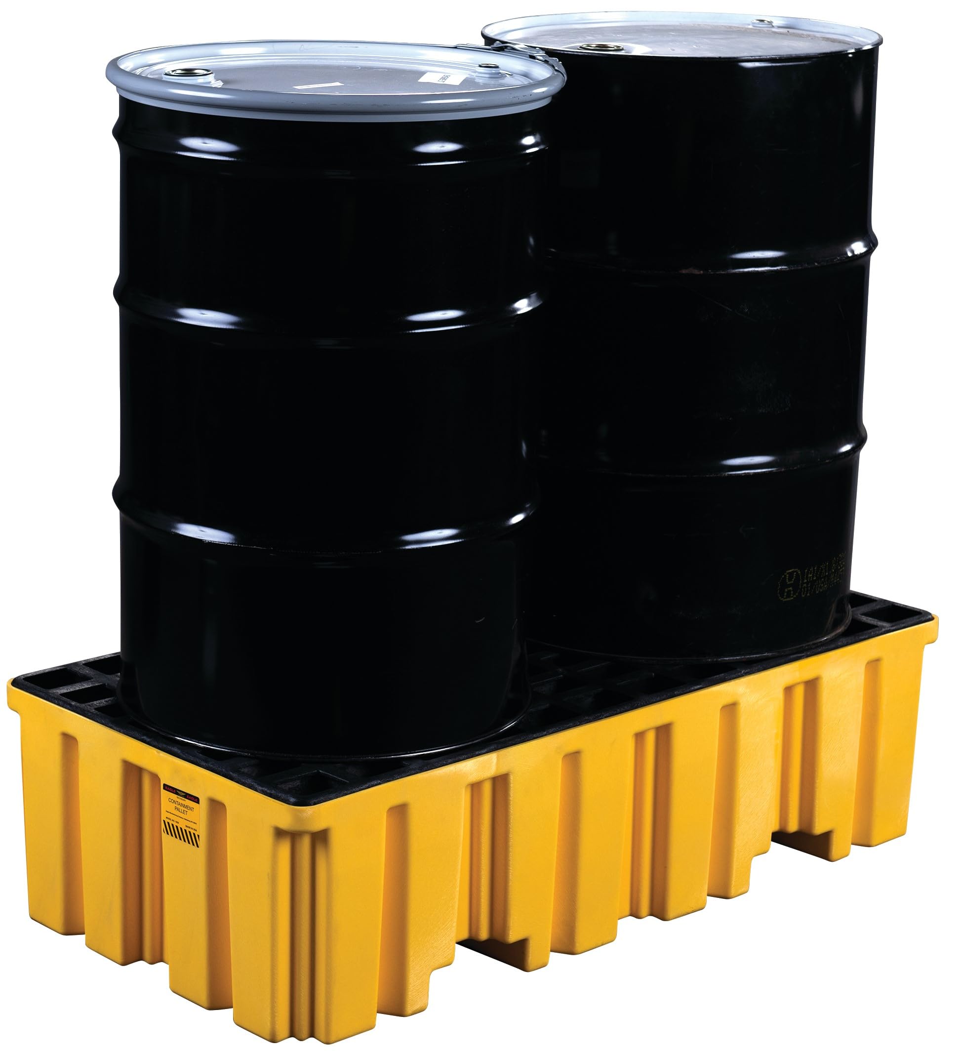 2 Eagle Drum Spill Containment Pallet with Forklift Pockets, 51.5"x26.25"x13.75", 66 Gallon Sump, 4,000 lbs. Load Capacity Secondary Containment Pallet, Made in USA, Yellow, 1620