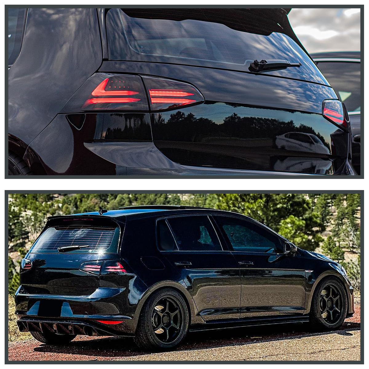 LED Tail Lights SPEC-D TUNING Glossy Black Compatible with 2015-2017 Volkswagen Golf GTI Models, Left + Right Pair Assembly