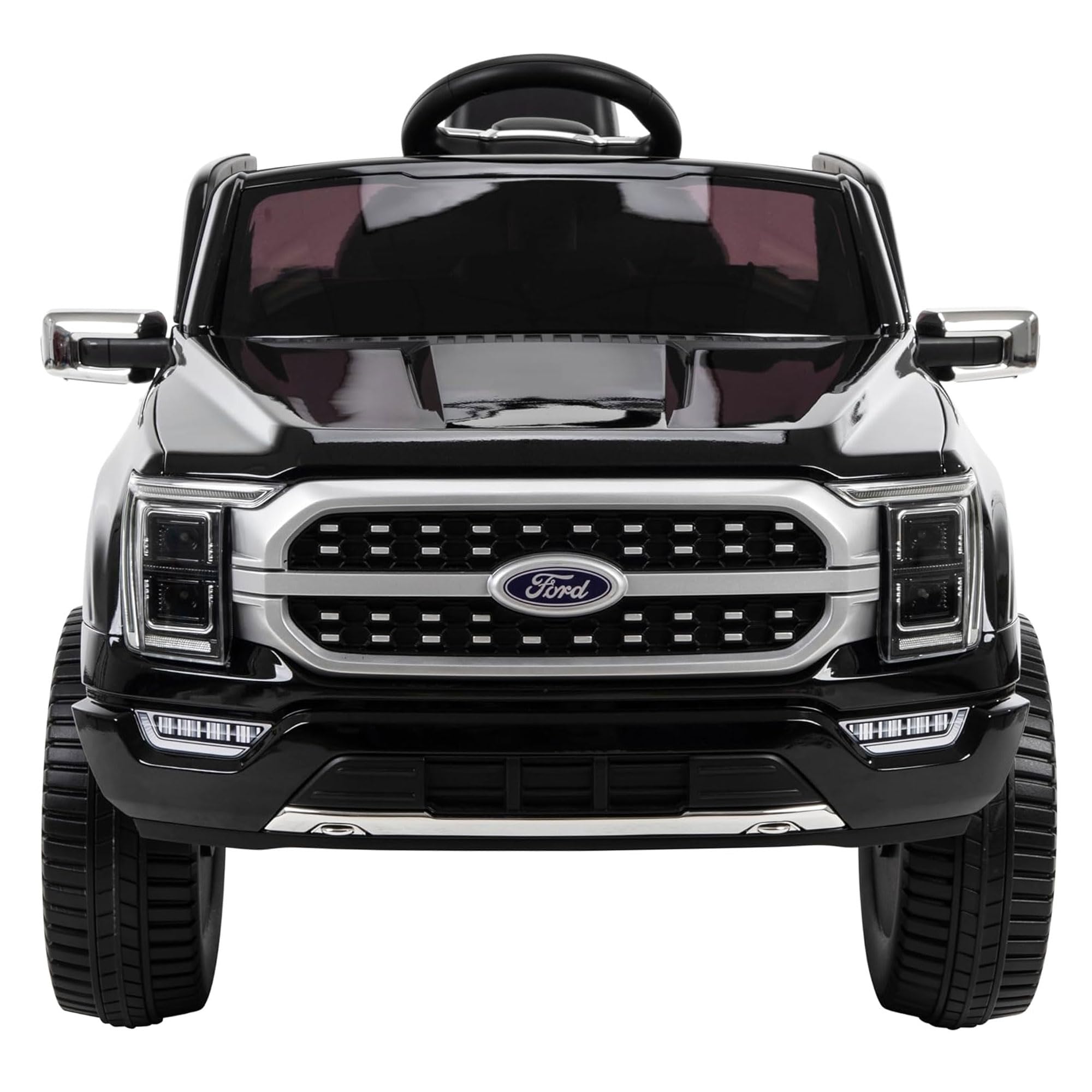 Huffy 6V Ford F150 Platinum Black Kids Ride On Truck, Real LED Headlights and Sounds, Ages 2-7, Max Weight 65lbs, 2.5MPH Speed, Forward and Reverse, Large Durable Tires, Simple Wall Charging