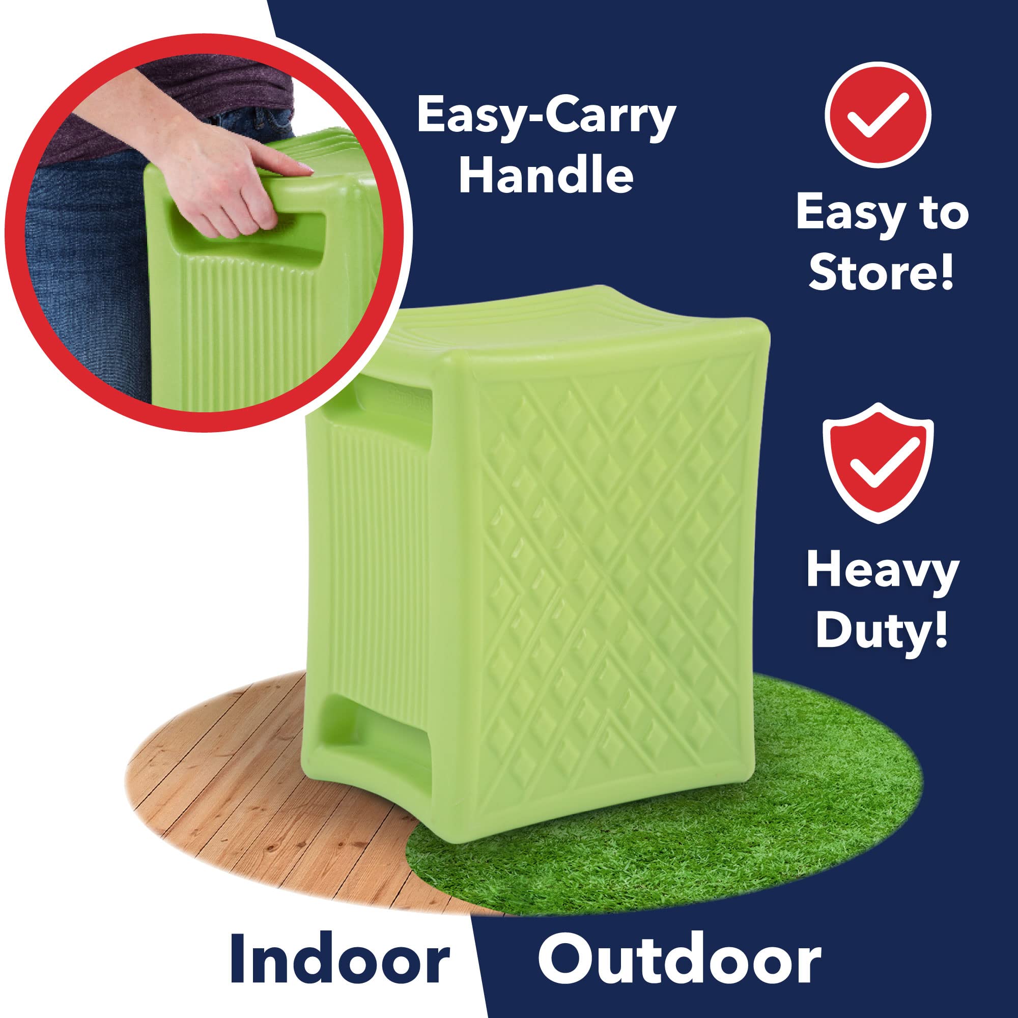 Simplay3 3-Level Handy Home Heavy Duty Work/Garden Seat - 12" x 15" x 9" - Green, Made in USA