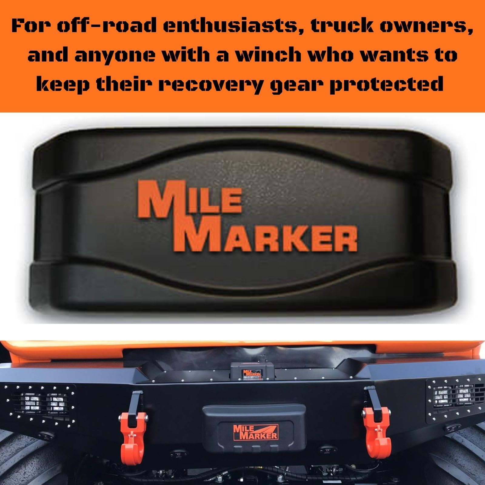 Mile Marker Roller Fairlead Cover 8402 - Impact Resistant Cover, Weather-Resistant, Protects Roller Wheels and Bearings from Mud, Road Debris, Elements