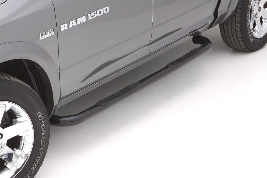 Lund RealTruck 23075768 Black Steel 3" Round Bent Nerf Bars for 2002-2008 Dodge Ram 1500, 2003-2009 Ram 2500/3500 Quad Cab