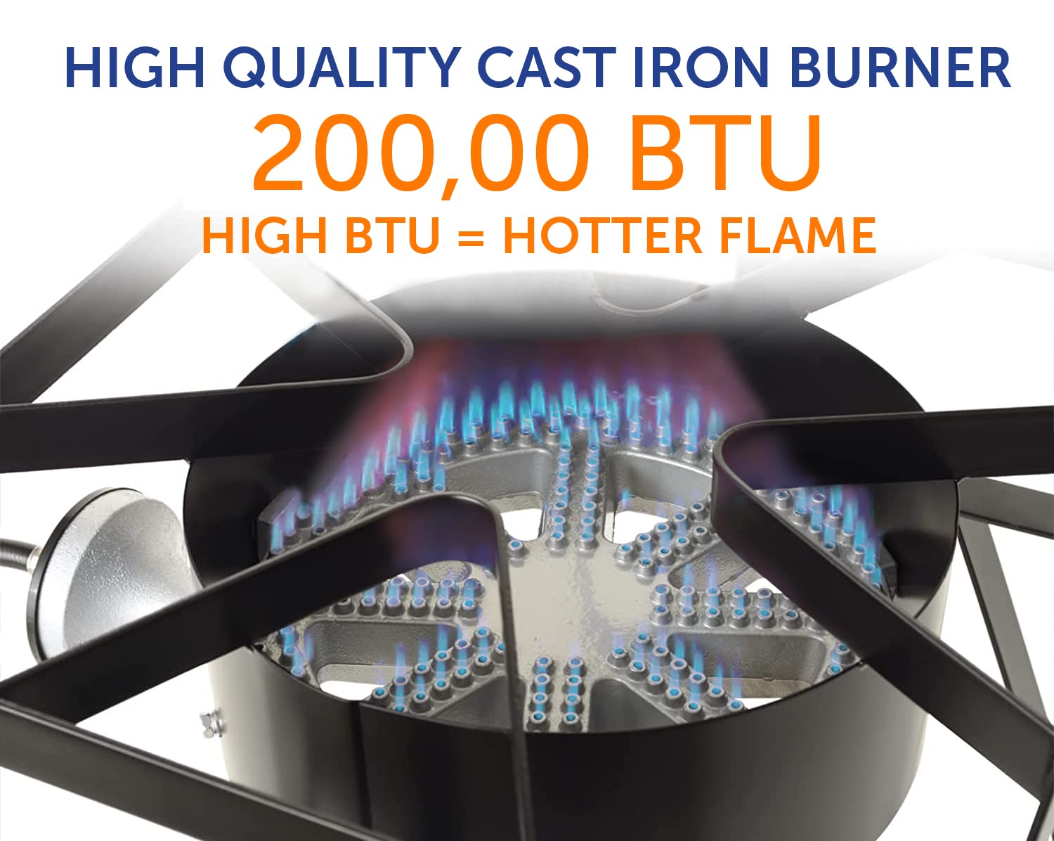 Flame King 200K BTU Heavy Duty, 0-20 PSI, Propane Gas Single Burner Bayou Cooker Outdoor Stove for Home Brewing, Turkey Fry, Maple Syrup Prep, Cajun Cooking, Black