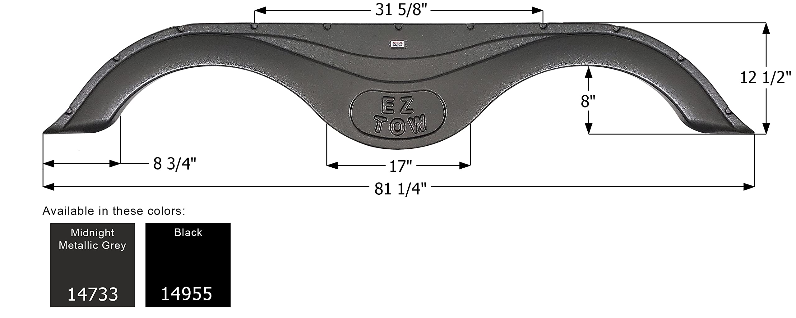 Fender Skirt ICON 14733, Tandem, Prime Time RV, FS4733, Midnight Met Gr