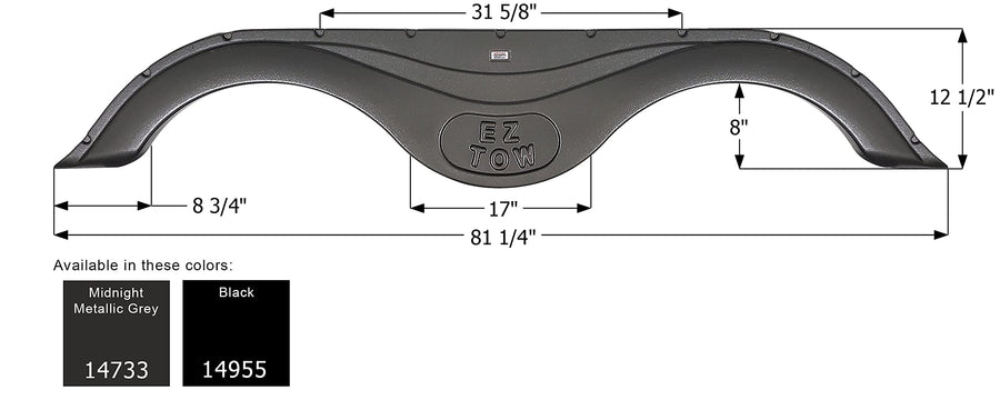 Fender Skirt ICON 14733, Tandem, Prime Time RV, FS4733, Midnight Met Gr