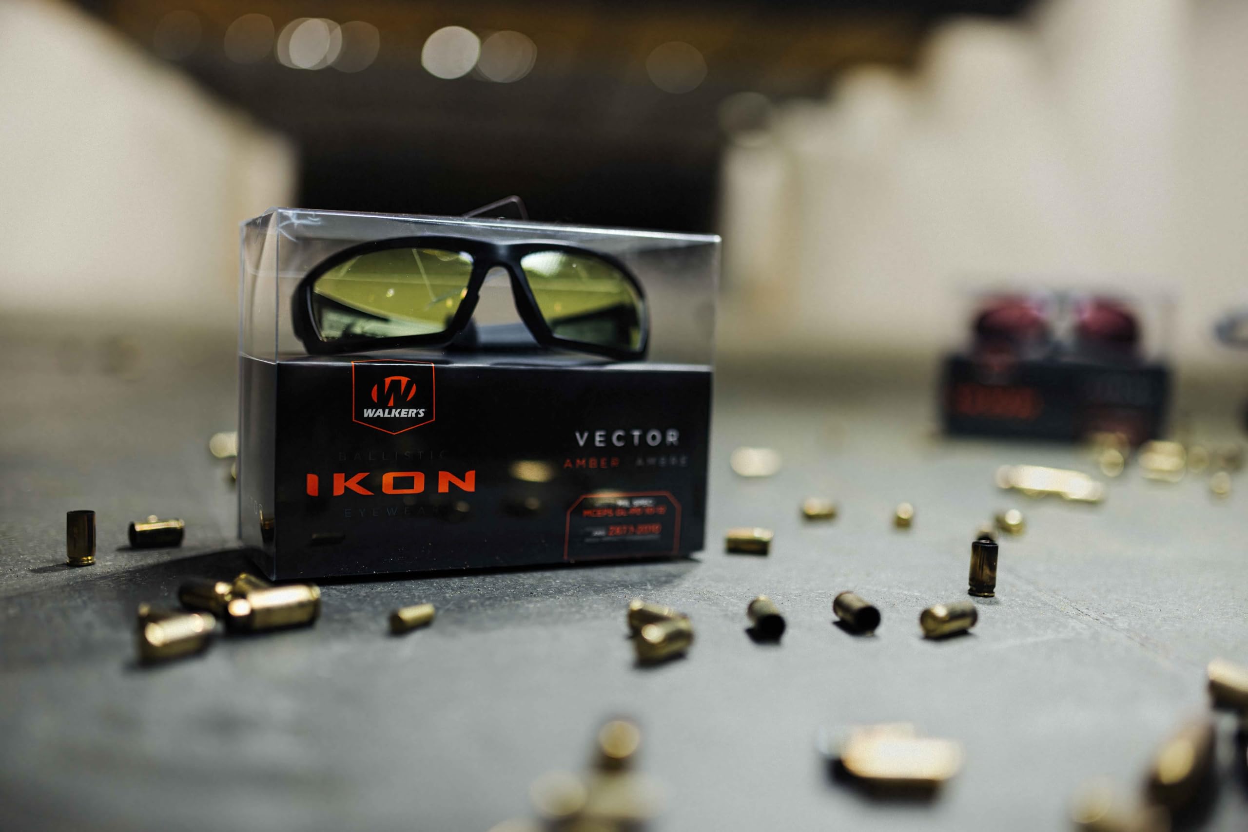 Walker's Vector IKON Full Frame Shooting Glasses | Impact-Resistant Non-Slip Frame Hunting Shooting Eyesight Protection Glasses, Microfiber Lens Cloth & Carry Case Included, Amber