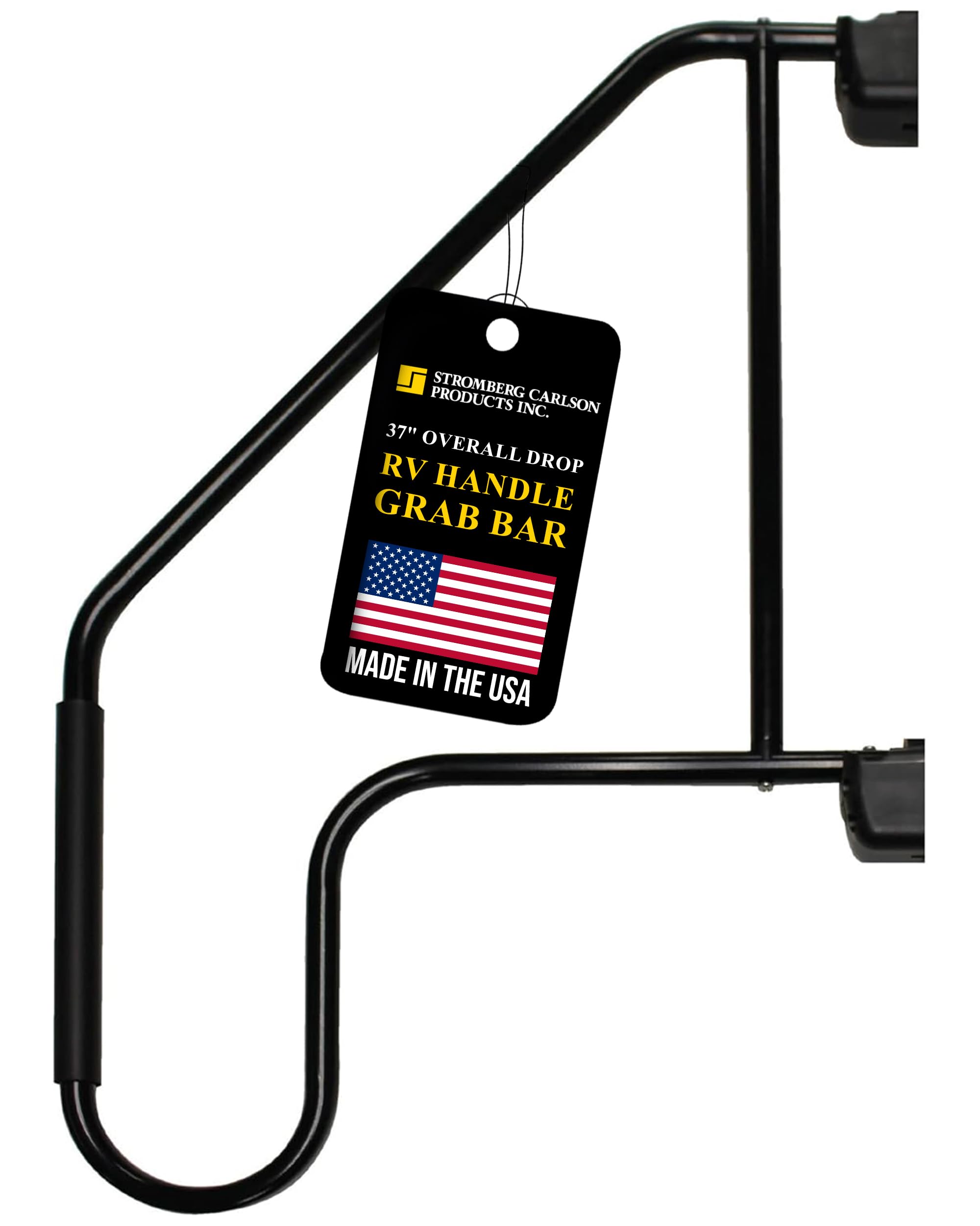 Stromberg Carlson Lend-A-Hand AM-533 Extended Assist Rail - RV Handrail, RV Handle Grab Bar by Door, Camper Hand Rail, RV Step Handrail, Trailer Door Handle, Grab Handle, 37" Overall Drop, Black