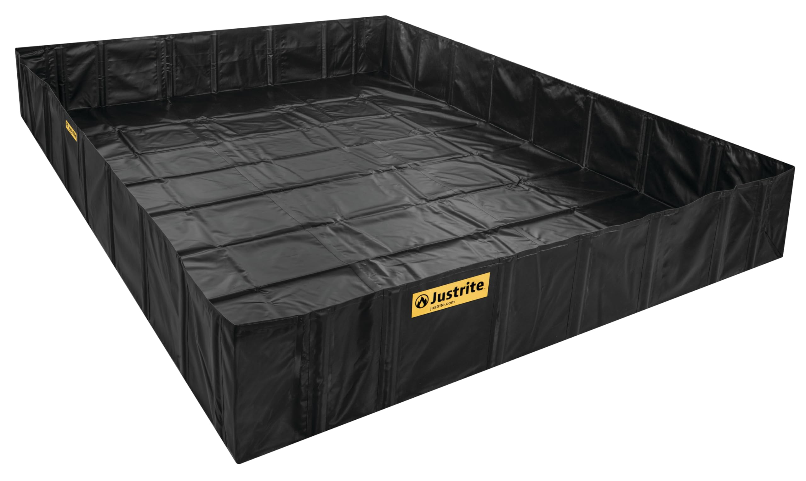 Justrite QuickBerm® Angle Bracket, 12' x 16' x 24" Large Oil Spill Containment Berm, 2,873 Gallon Spill Capacity, PVC Coated Fabric, Made in The USA, Black, 28095