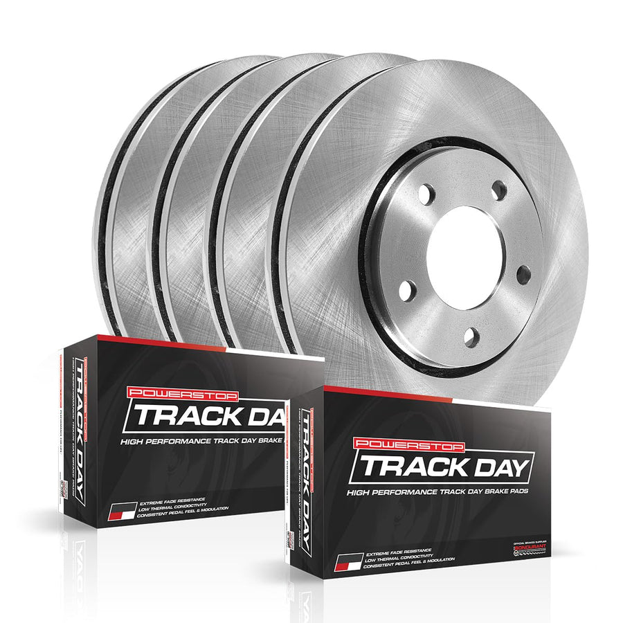 Power Stop Front and Rear TDBK9141 Track Day High-Performance Brake Pads and Rotors Kit For Nissan Juke 2011-2017 [Application Specific]