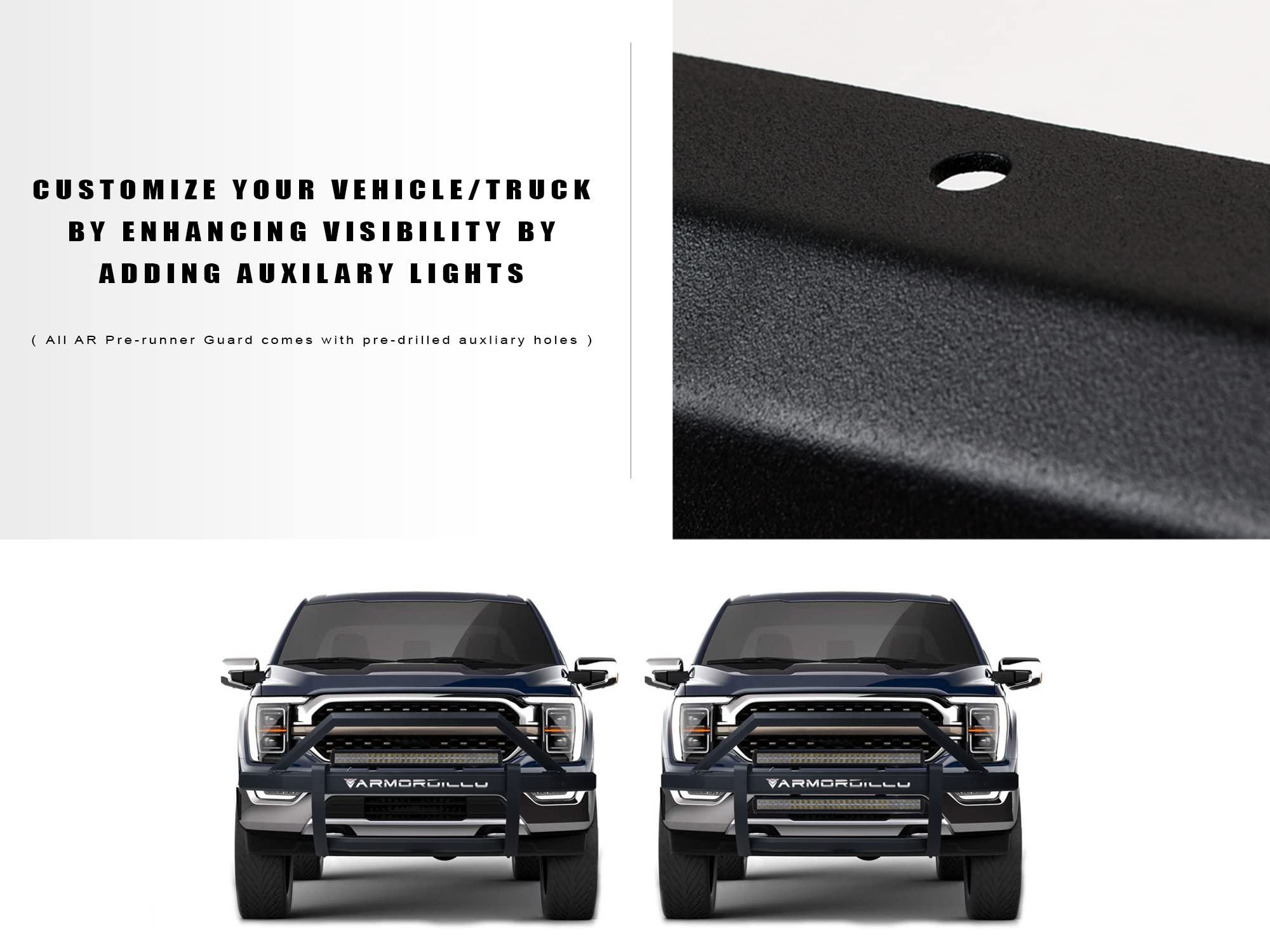 AR2 Pre-Runner Style Armordillo Modular Bumper Grille Guard - Matte Black Fits 2010-2018 Dodge Ram 2500/3500