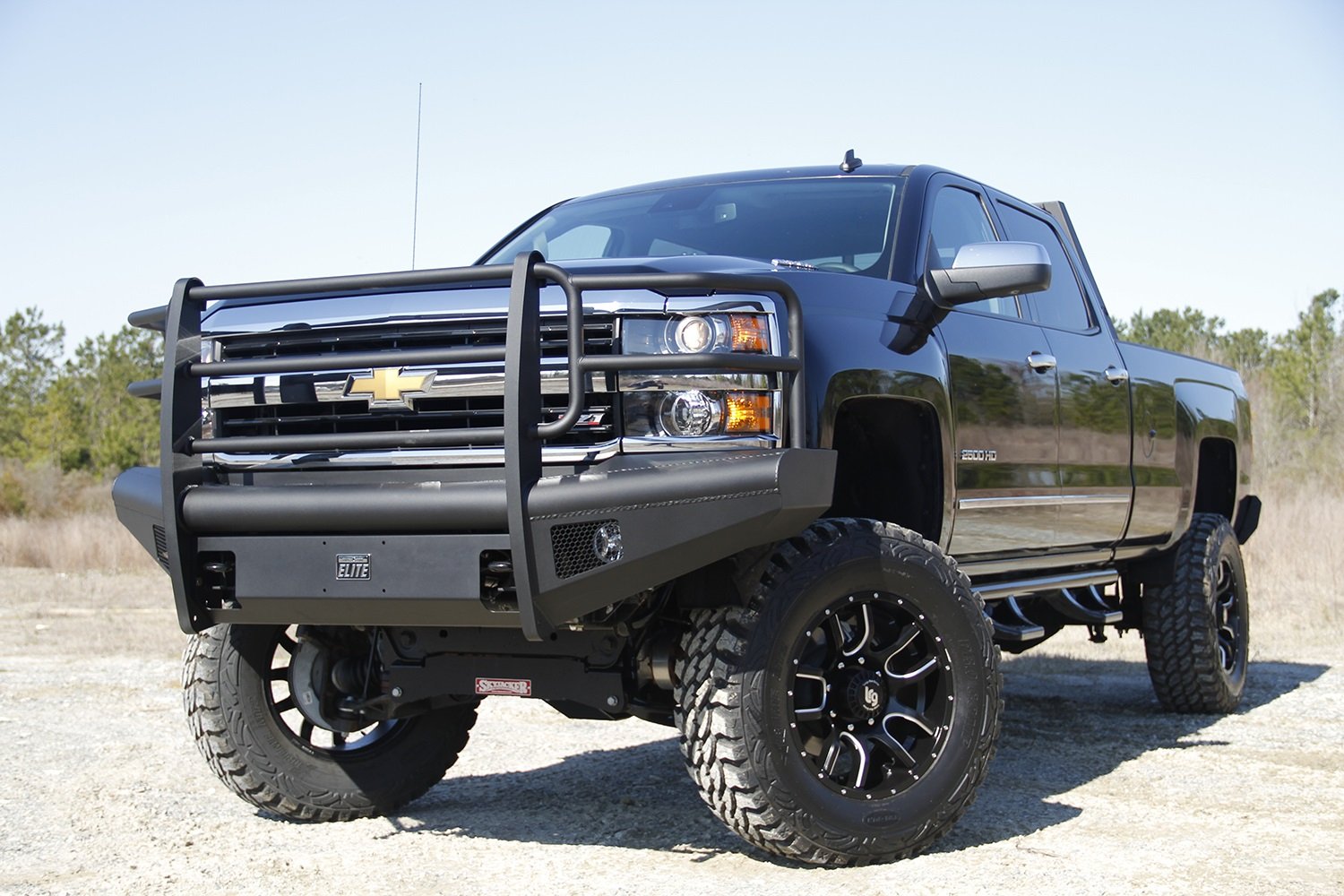 Fab Fours Elite Front Bumper CH08-Q2060-1 2 Stage Black Powder Coated w/Full Grill Guard Incl. Light Cut-Outs