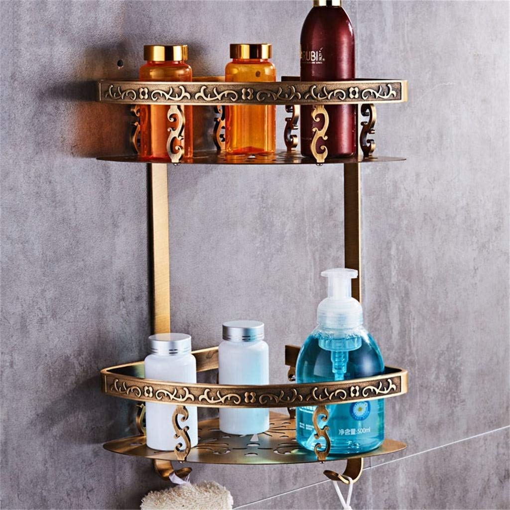 Antique Doubledecker Space Aluminum Triangular Basket Racks, Bathroom Retro Corner Shelf/Storage Rack Bathroom Shelf