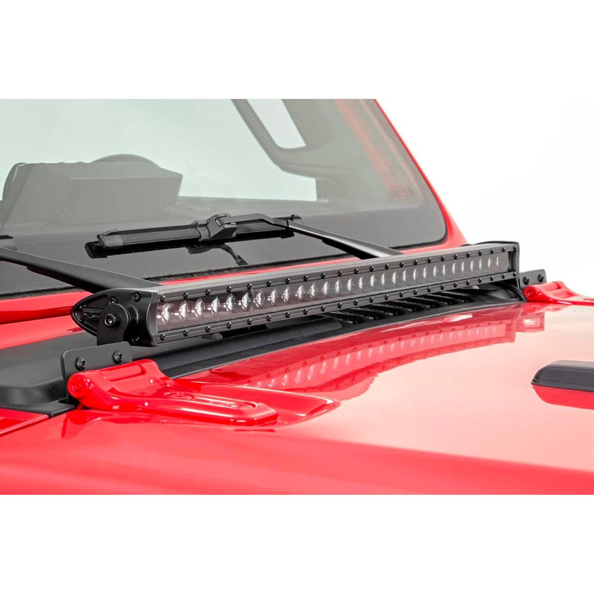 30" Rough Country LED Light Bar Kit for Jeep Wrangler JL & Gladiator JT (2018-2025) - Hood Mount, 165W Spectrum Series, 14,850 Lumens, Combo Spot & Flood Beam