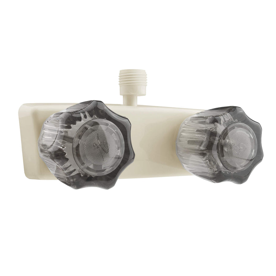 Dura Faucet RV/Motorhome/Trailer DF-SA100S-BQ Shower Faucet Valve Diverter with Smoked Acrylic Knobs (Bisque Parchment)