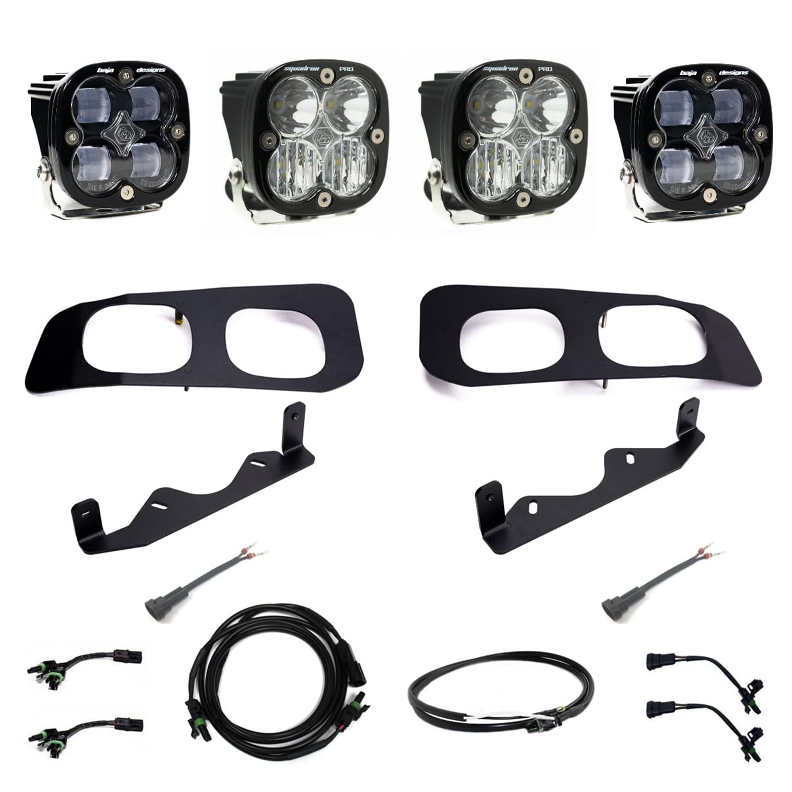 Baja Designs Dual Pro Squadron SAE LED Fog Pocket Light Kit for Ford Super Duty Truck 23-On with Upfitter Harness Clear
