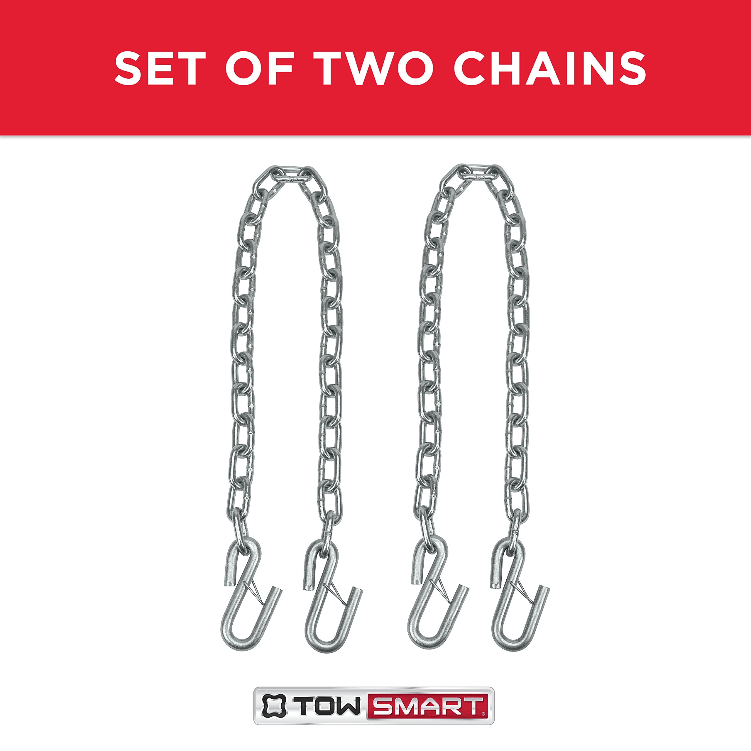 40 in. TOWSMART Towing Safety Chains with Safety Latch S Hooks - 5,000 lb. Capacity
