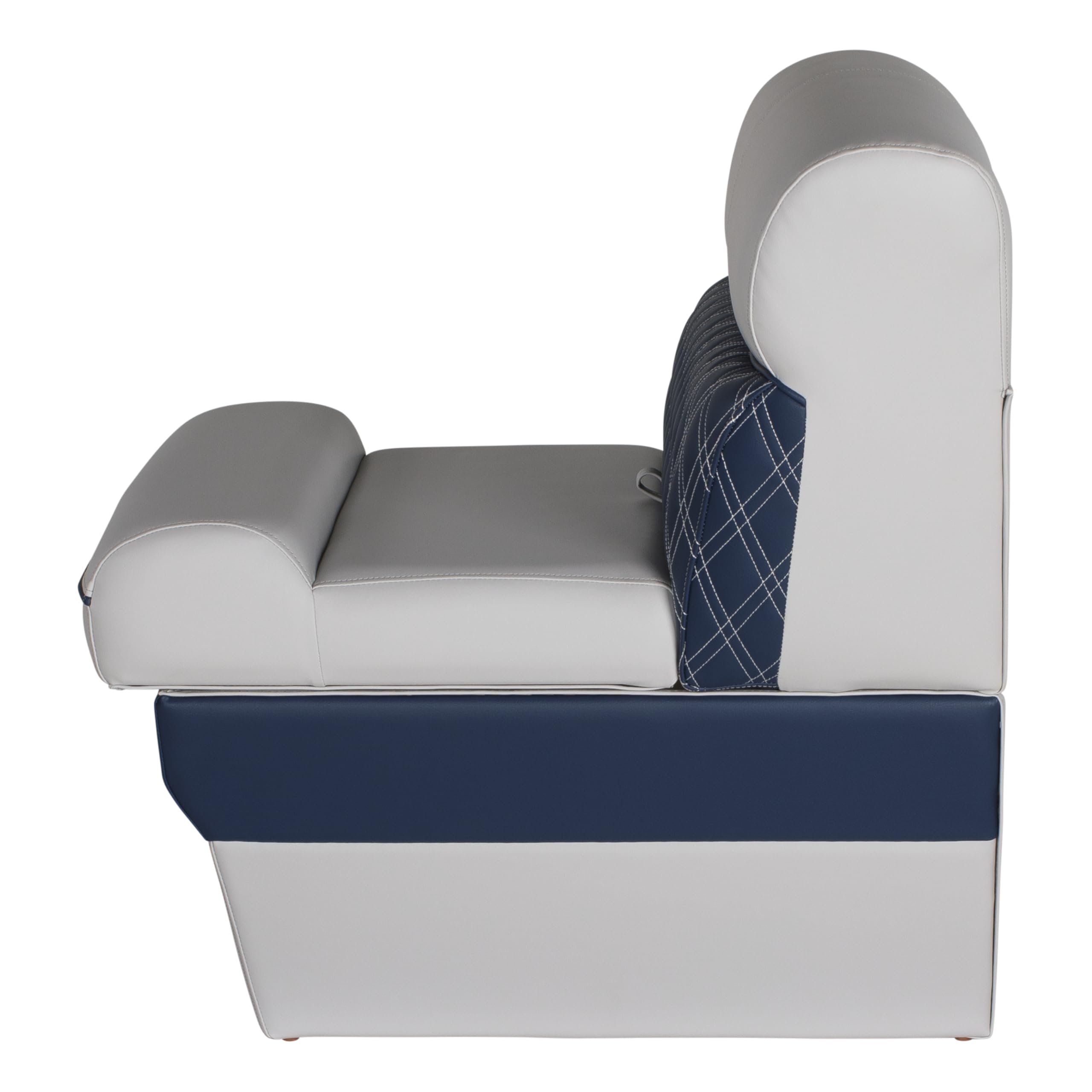 Sunset Collection Lippert 24" Angled Pontoon Bench Seat, Fits Against Helm Station, Contoured Foam Cushioning, Durable Marine-Grade Vinyl, Dry Storage, Poly Frame, 24"L x 28"W x 30"H - 2024021166