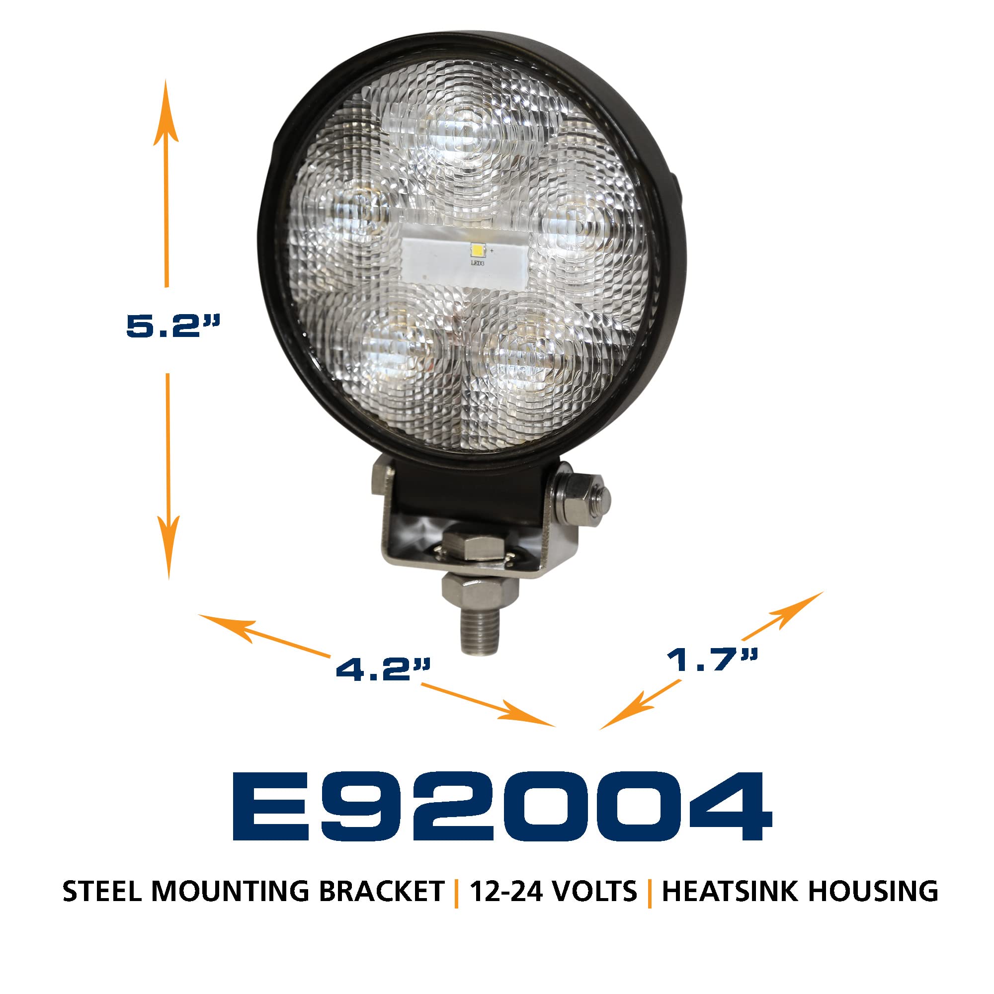 ECCO 5 Inch Round LED Work Light White Flood Beam 18W 700lm 12V 24V Waterproof for Commercial Vehicle Light, Tow Truck, Work Truck, Construction Vehicle, 5 Year Warranty
