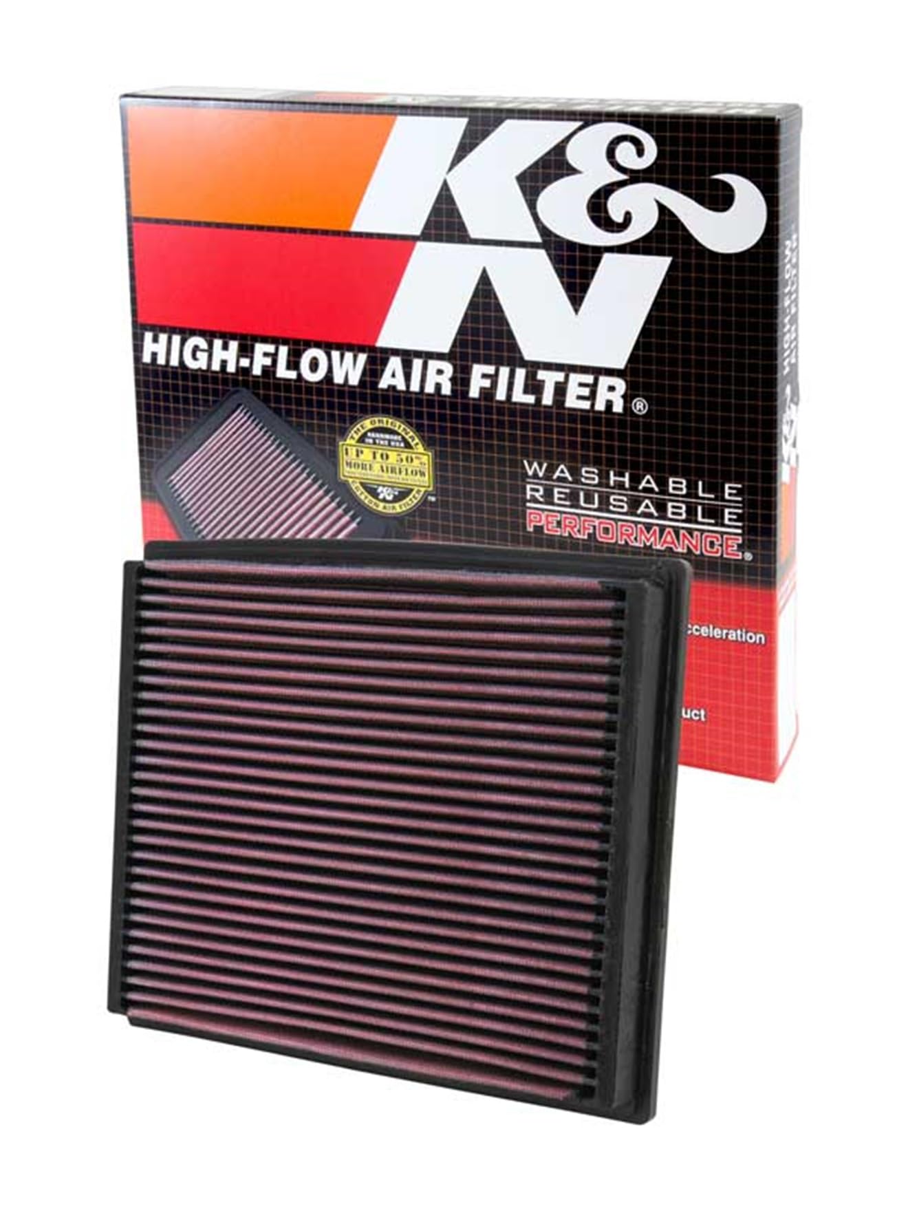 Reusable K&N Engine Air Filter: Clean Every 75,000 Miles, Washable, Replacement Car Air Filter: Compatible 1994-2009 AUDI/VOLKSWAGEN/SKODA (A4, A6, RS4, S6, Allroad, Allroad, Passat, Superb), 33-2125