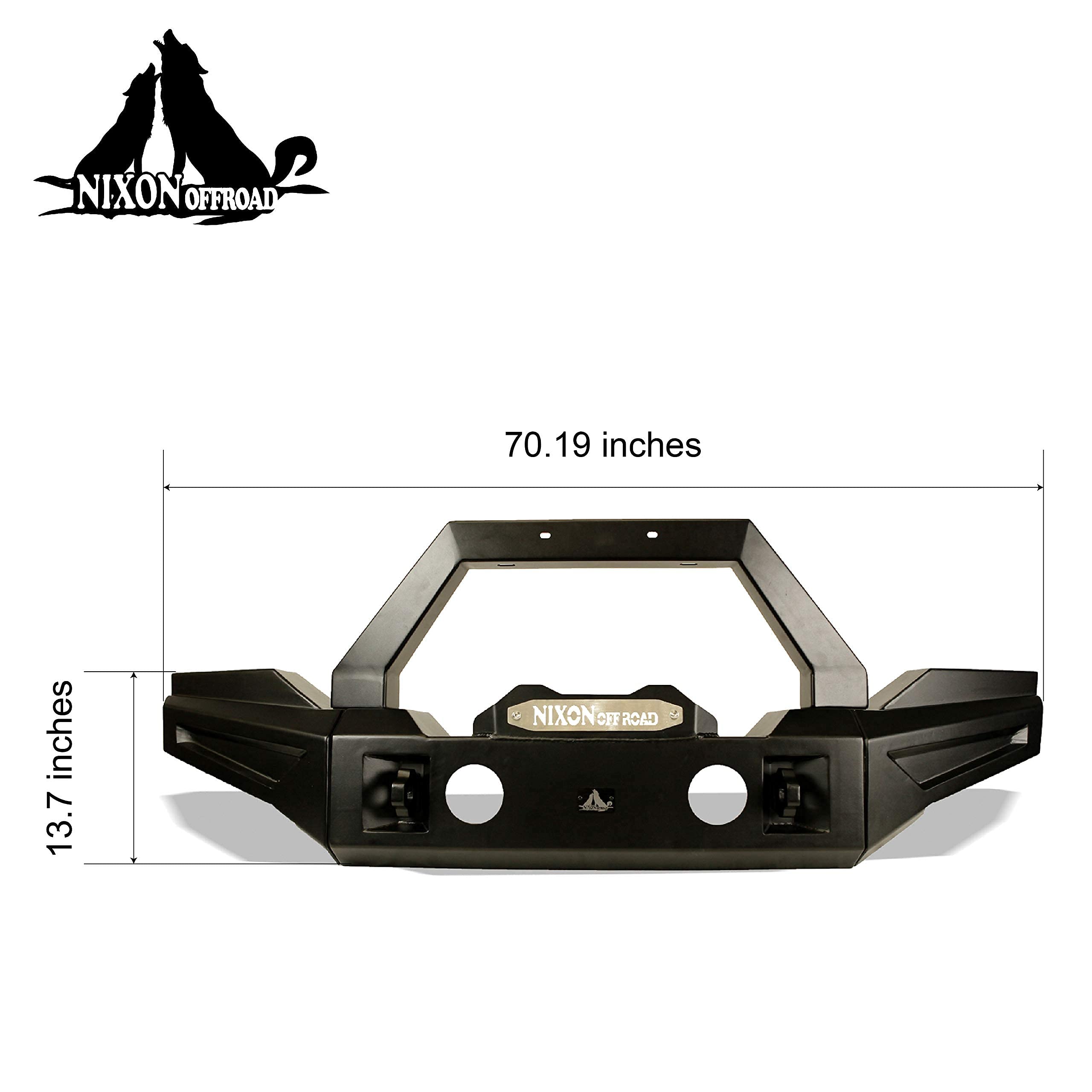 Nixon Offroad Front Bumper Fit For 2007-2018 Jeep Wrangler JK/JKU 2018-2023 Jeep JL/JLU 2019-2023 Jeep Gladiator JT 2/4 Doors Heavy Duty Full Width Bumper w/ 2xD-Ring Shackles