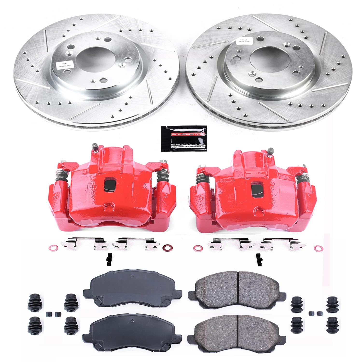 Power Stop Z23 Evolution KC094 Front Brake Caliper Kit- Brake Rotors, Brake Pads, Brake Calipers For Mitsubishi Eclipse 2006-2012, Mitsubishi Galant 2004-2009 [Model Specific]