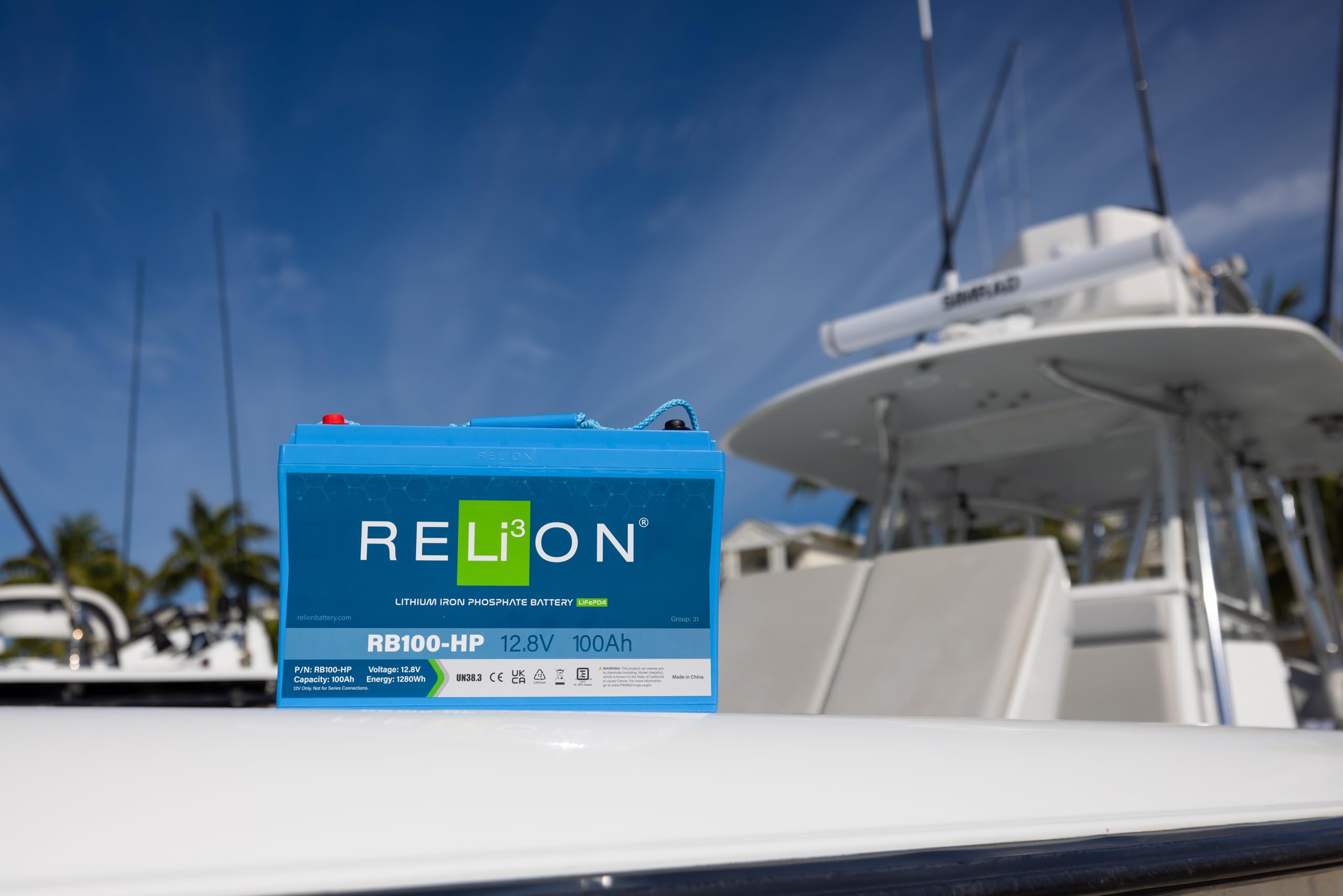 12V RELiON RB100-HP | 100 Ah LiFePO4 Lithium-Ion Dual Purpose Battery | Cranking + House Power | Group 31 | Waterproof (IP67 Rating) | 10 Year Warranty | Perfect for Fresh & Salt Water Boats, RV etc.