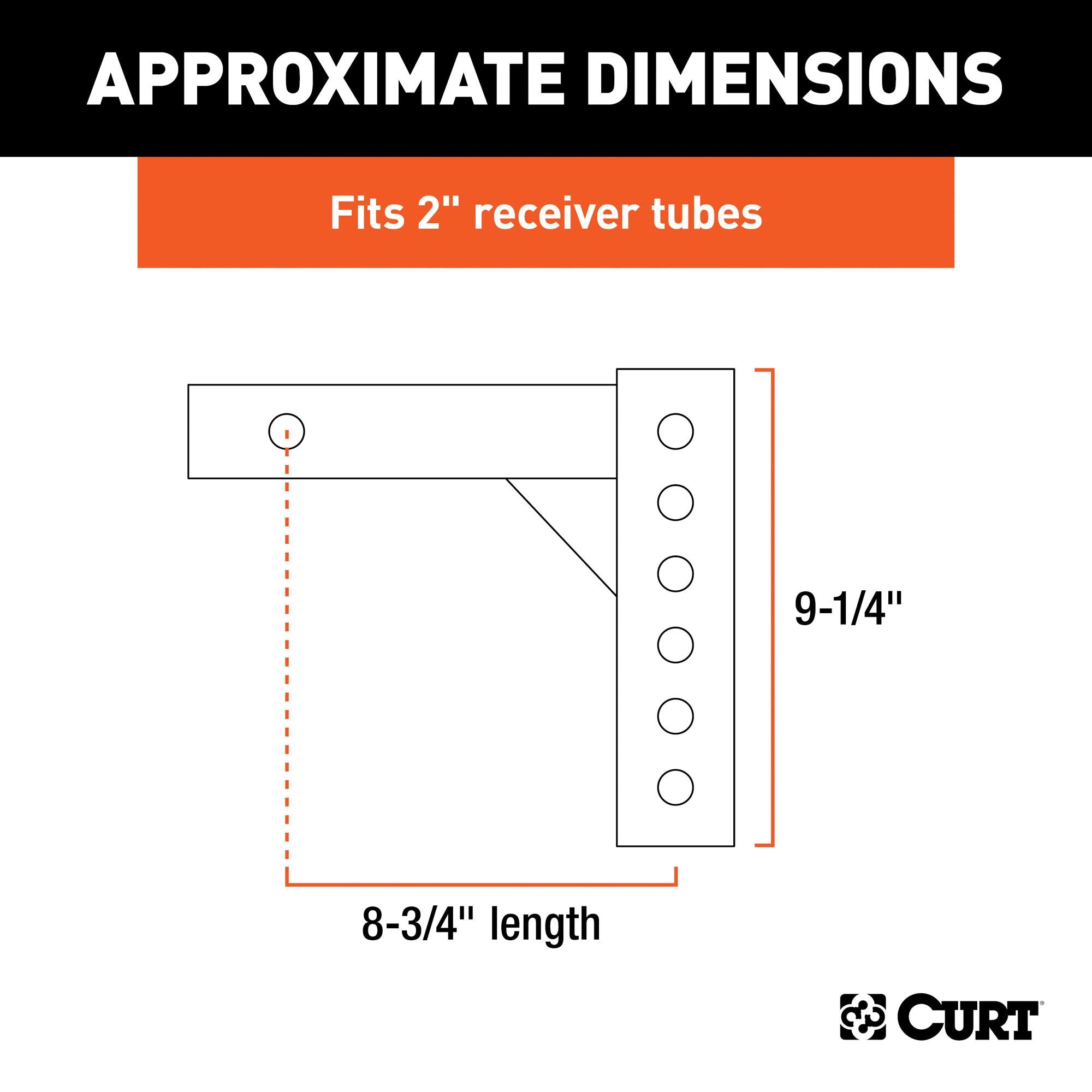 CURT Replacement Shank for Adjustable Trailer Hitch Ball Mount #45799 or #45049, Fits 2-Inch Receiver 45059