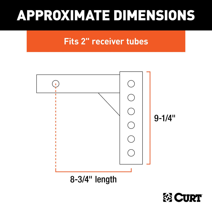CURT Replacement Shank for Adjustable Trailer Hitch Ball Mount #45799 or #45049, Fits 2-Inch Receiver 45059