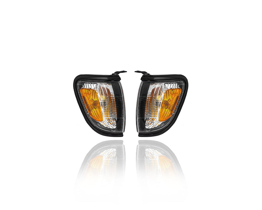Cooling Light Assembly Cornering - Direct Compatible/Replacement for 01-04 Toyota Tacoma - Both Pair Left Driver Right Passenger Set, Black - 8161004090C0, 8162004090C0