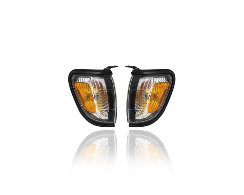 Cooling Light Assembly Cornering - Direct Compatible/Replacement for 01-04 Toyota Tacoma - Both Pair Left Driver Right Passenger Set, Black - 8161004090C0, 8162004090C0