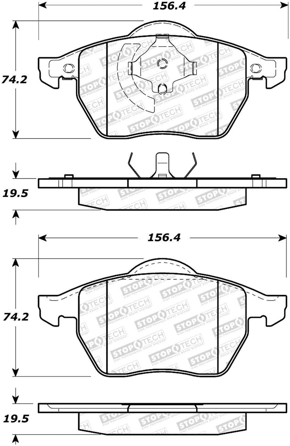 Front StopTech 308.06870 Brake Pads with Shims and Hardware Street