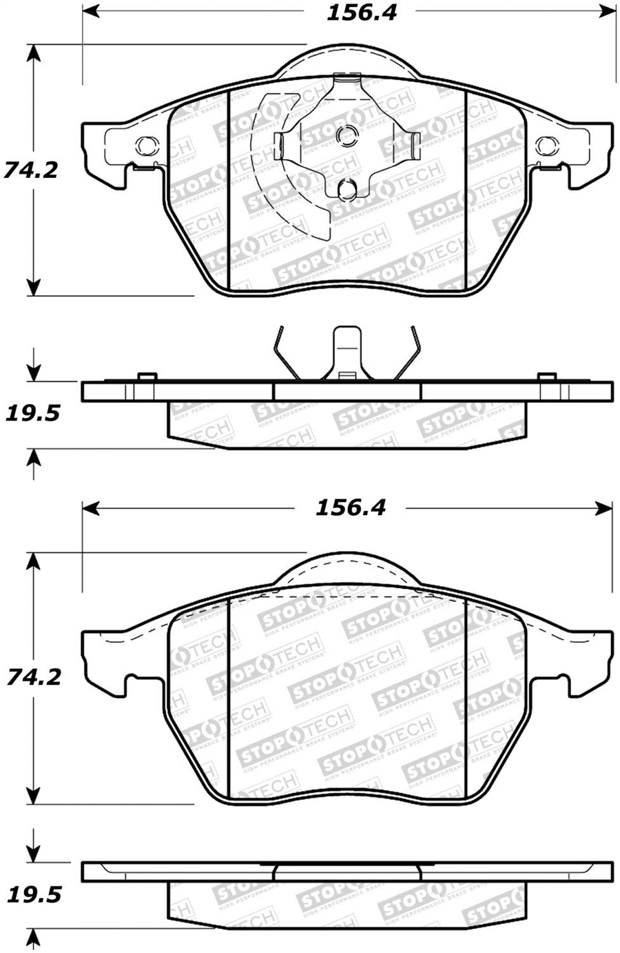 Front StopTech 308.06870 Brake Pads with Shims and Hardware Street