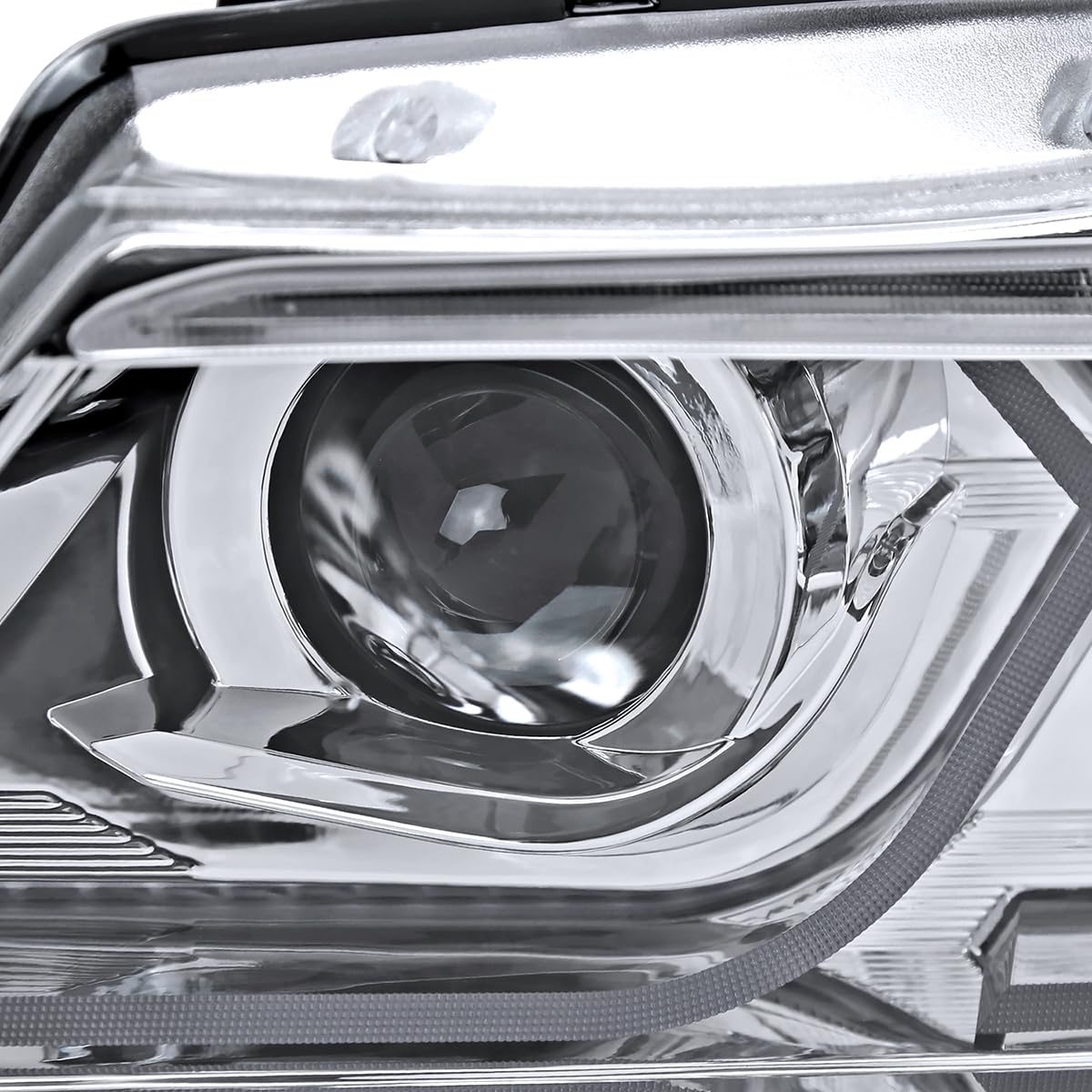 Dual Projector SPEC-D TUNING Chrome Headlights with 3D LED Tube and Startup Animation Compatible with 2006-2011 BMW 3-Series E90 Sedan/E91 Wagon, Left + Right Pair Headlamps Assembly