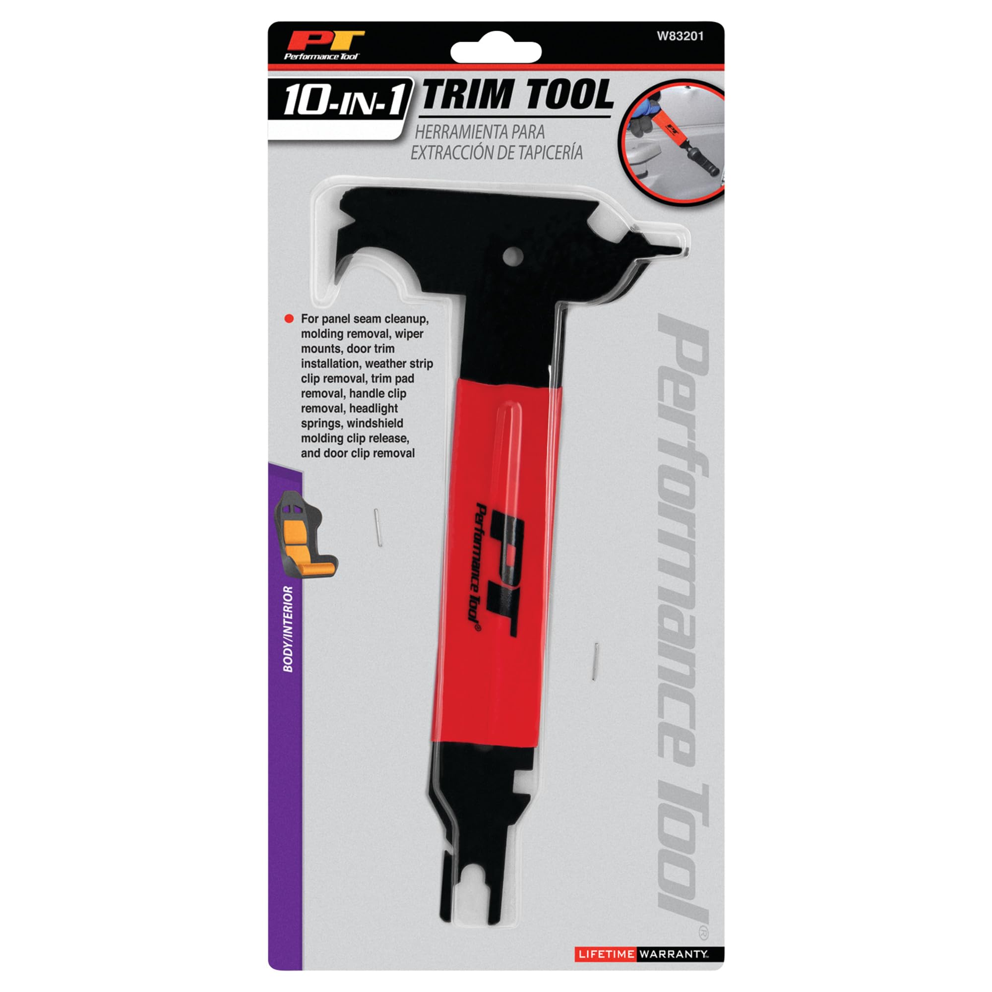 10-in-1 Performance Tool W83201 Trim Tool | 10 in 1 Trim Tool Easily Removes Upholstery, Molding, Door Trim & Handle Clips | Removes Wiper Mounts, Windshield Clips & Headlight Springs & More